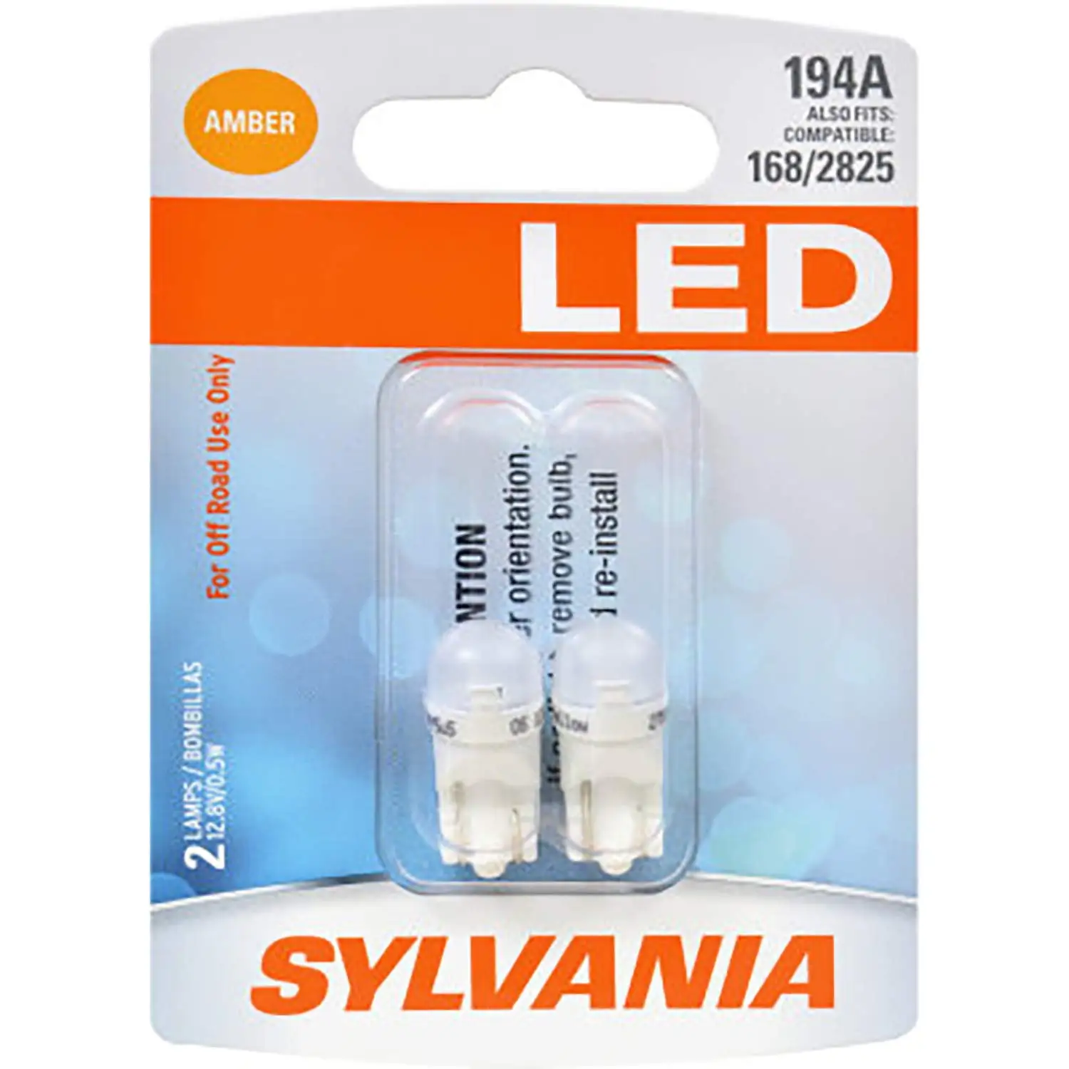 SYLVANIA - 194 T10 MMF7 W5W LED Amber Mini Bulb - Bright LED Bulb. Ideal for Interior Lighting (Contains 2 Bulbs)