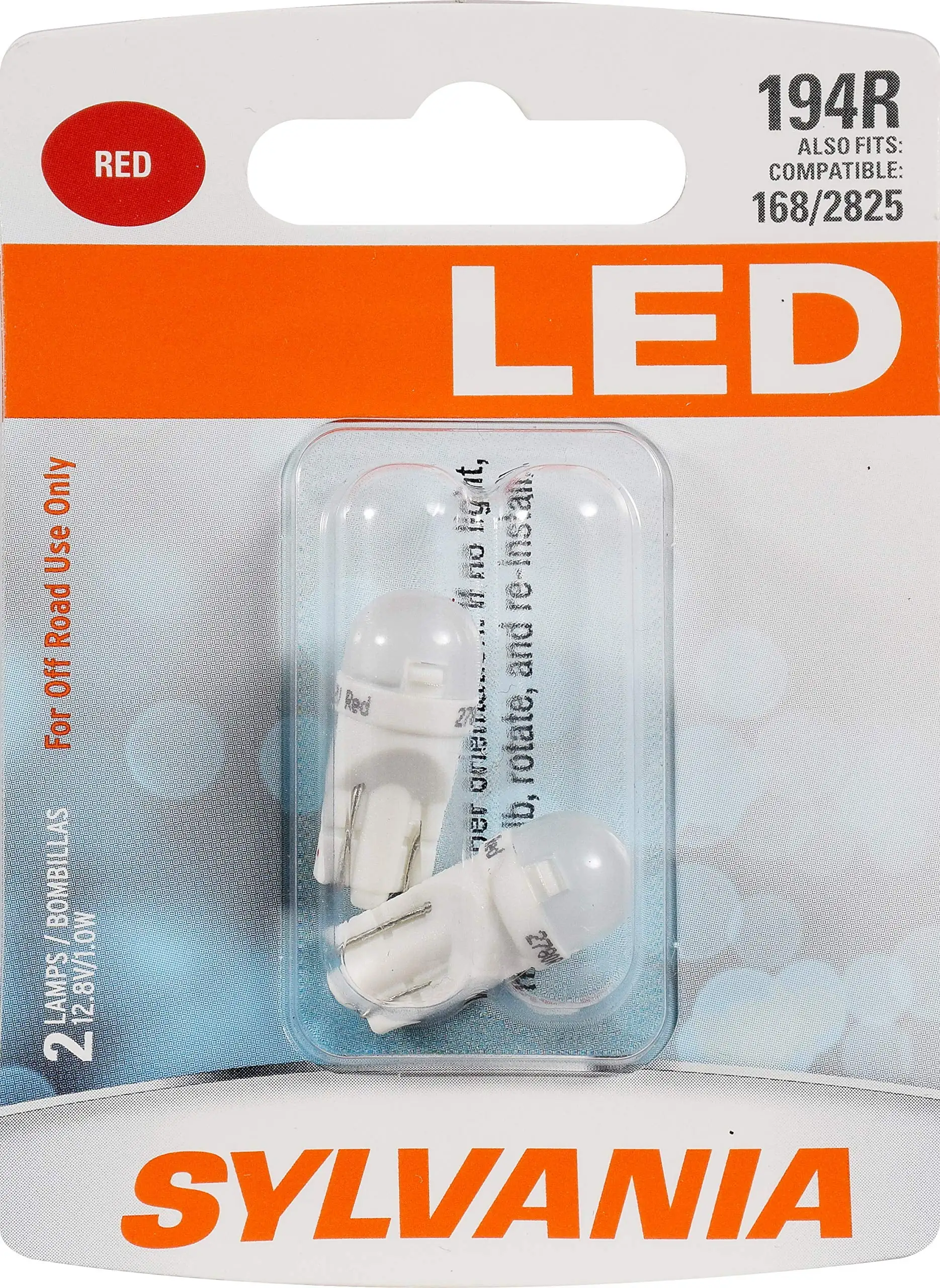 SYLVANIA - 194 T10 MMF7 W5W LED Red Mini Bulb - Bright LED Bulb. Ideal for Interior Lighting (Contains 2 Bulbs)