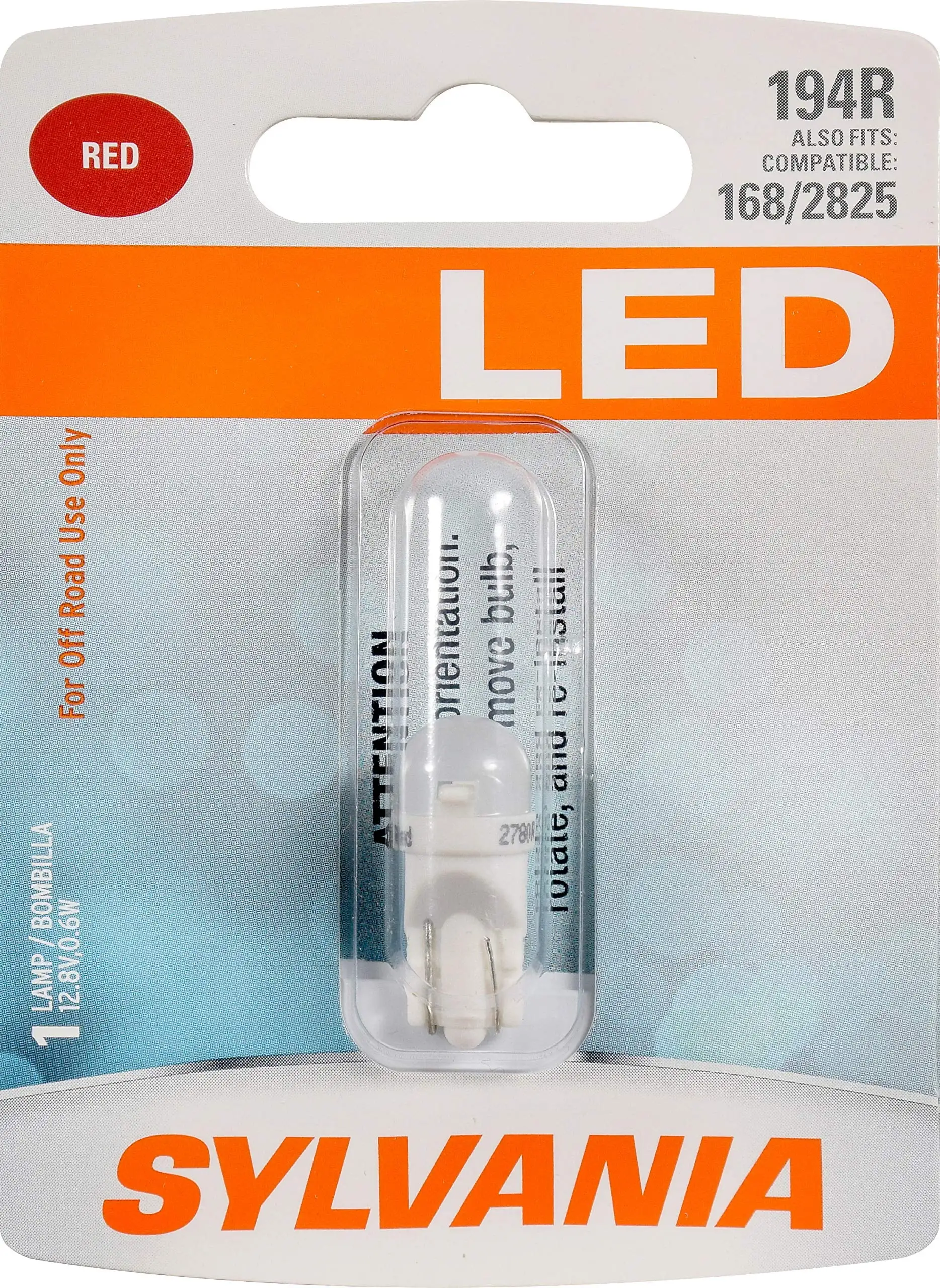 SYLVANIA - 194 T10 SE33 W5W LED Red Mini Bulb - Bright LED Bulb. Ideal for Interior Lighting (Contains 1 Bulb)