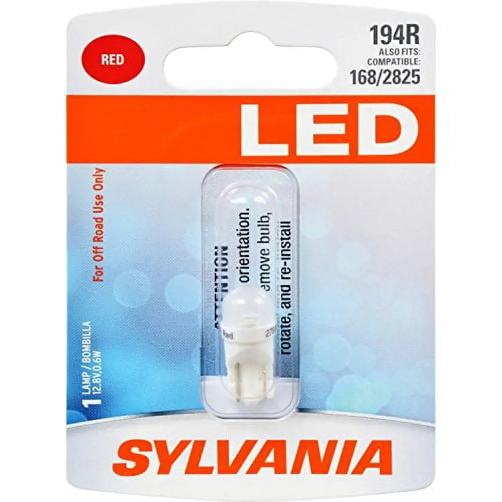 SYLVANIA 194 T10 W5W Red LED Bulb. (Contains 1 Bulb)