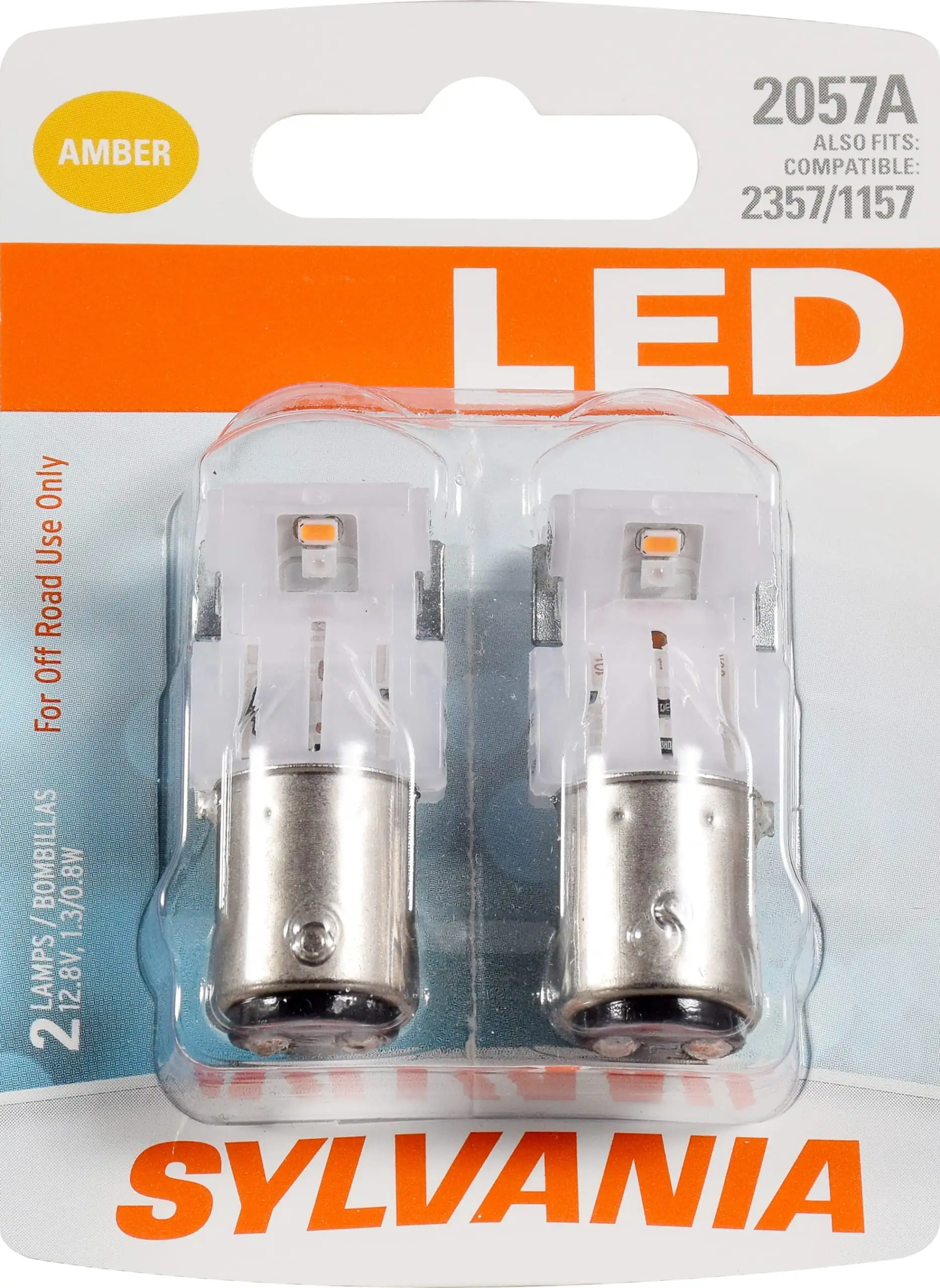 SYLVANIA - 2057 LED SE33 Amber Mini Bulb - Bright LED Bulb. Ideal for Park and Turn Lights (Contains 2 Bulbs)