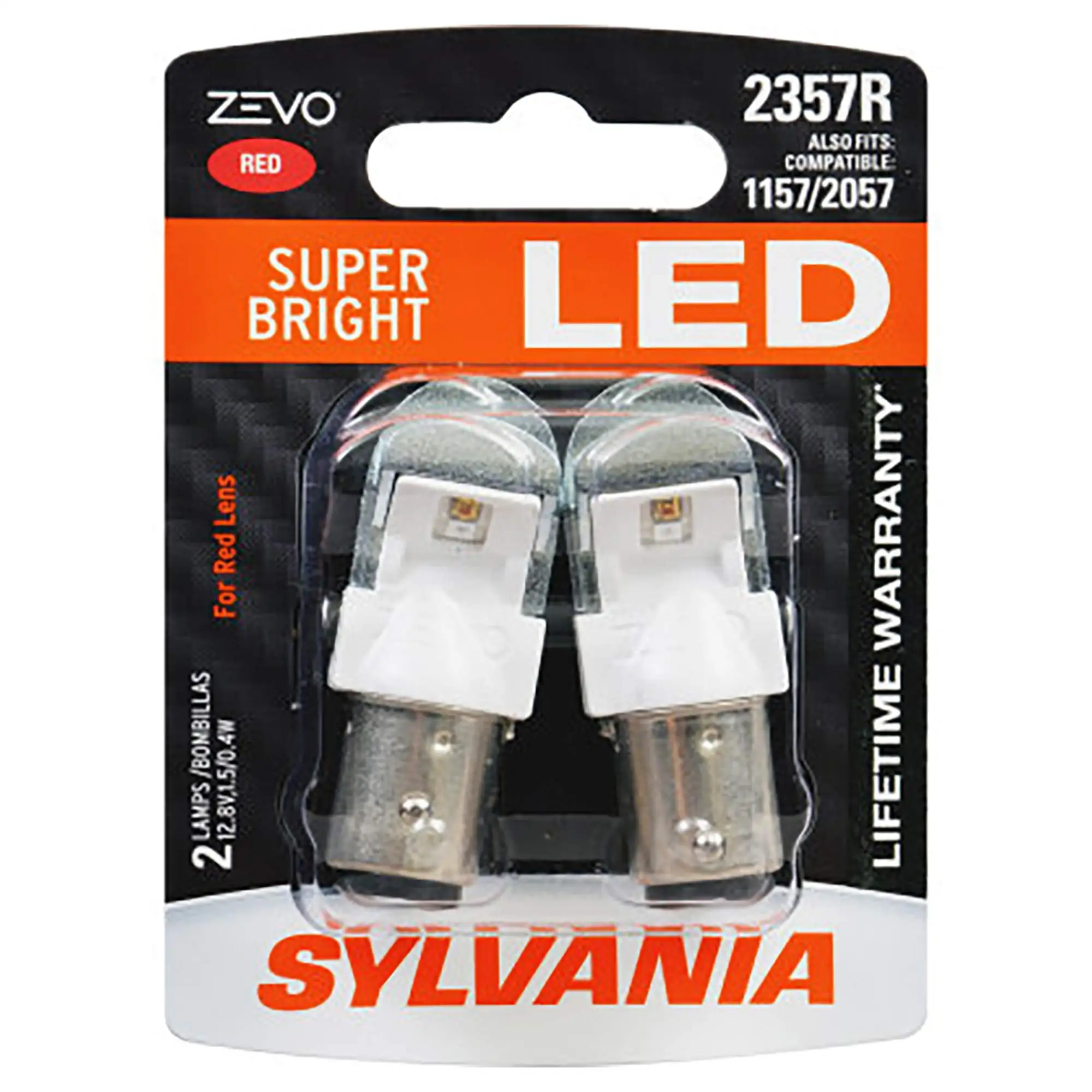 SYLVANIA - 2357 ZEVO MMF7 LED Red Bulb - Bright LED Bulb. Ideal for Stop and Tail Lights (Contains 2 Bulbs)