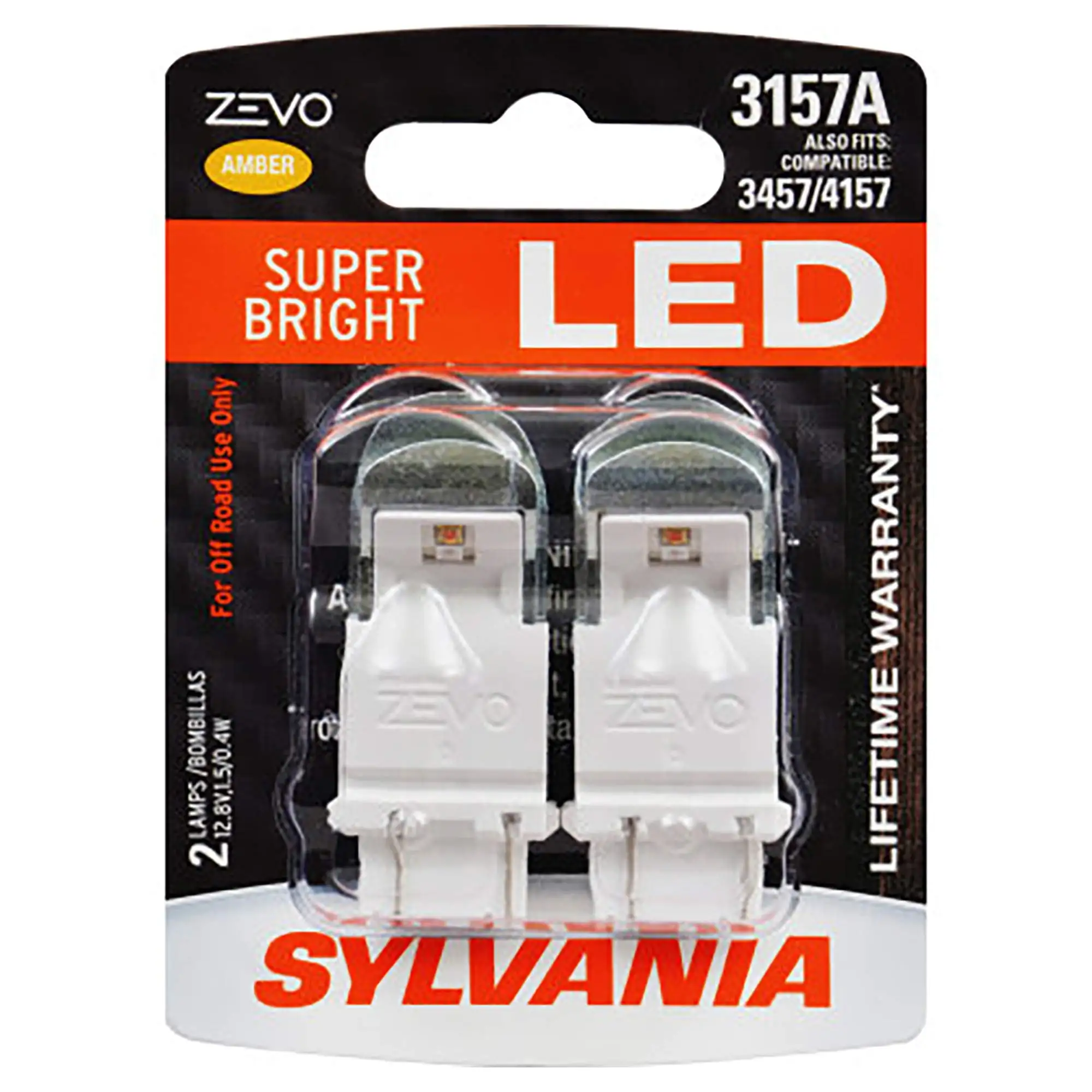 SYLVANIA - 3157 ZEVO MMF7 LED Amber Bulb - Bright LED Bulb. Ideal for Park and Turn Lights (Contains 2 Bulbs)