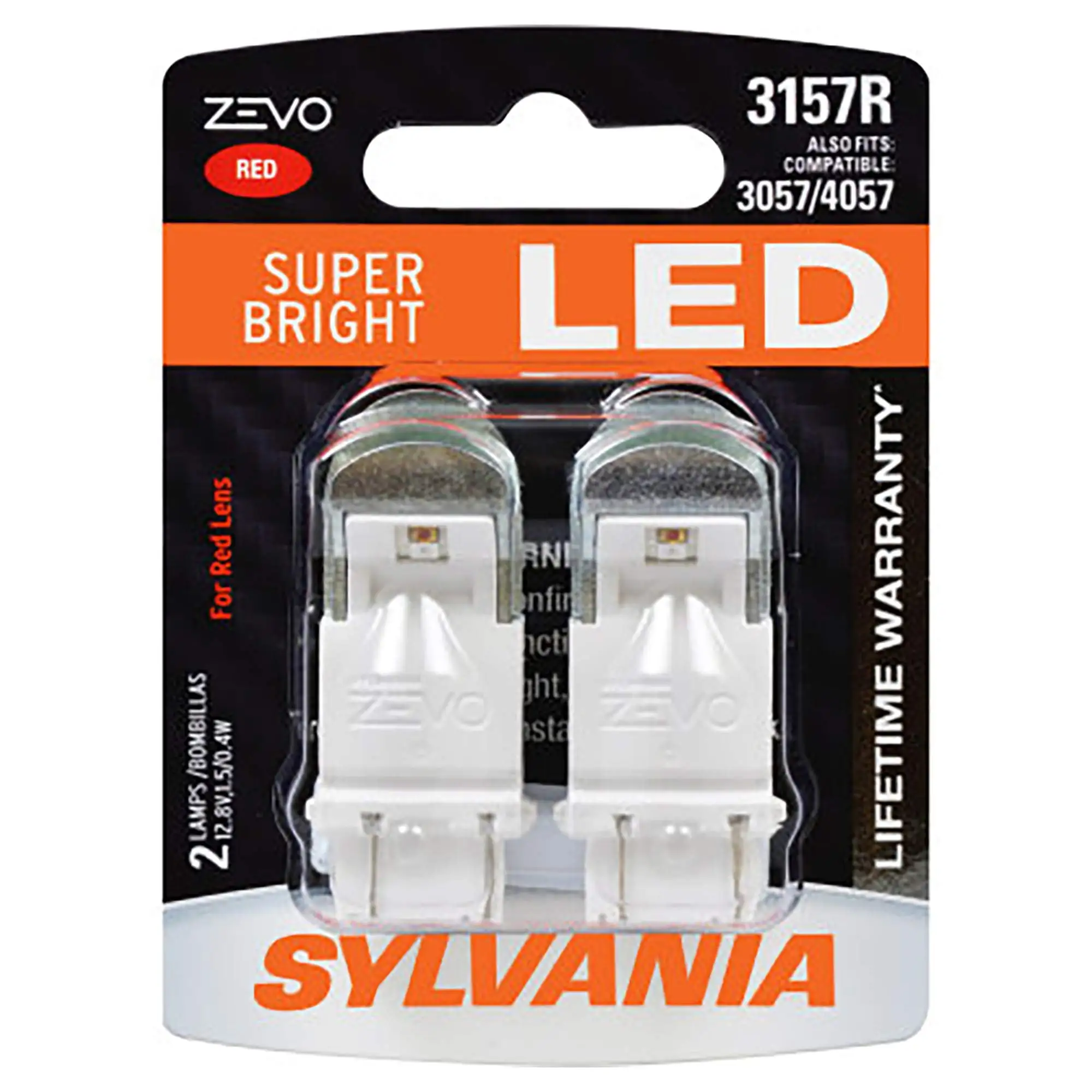 SYLVANIA - 3157 ZEVO SE33 LED Red Bulb - Bright LED Bulb. Ideal for Stop and Tail Lights (Contains 2 Bulbs)