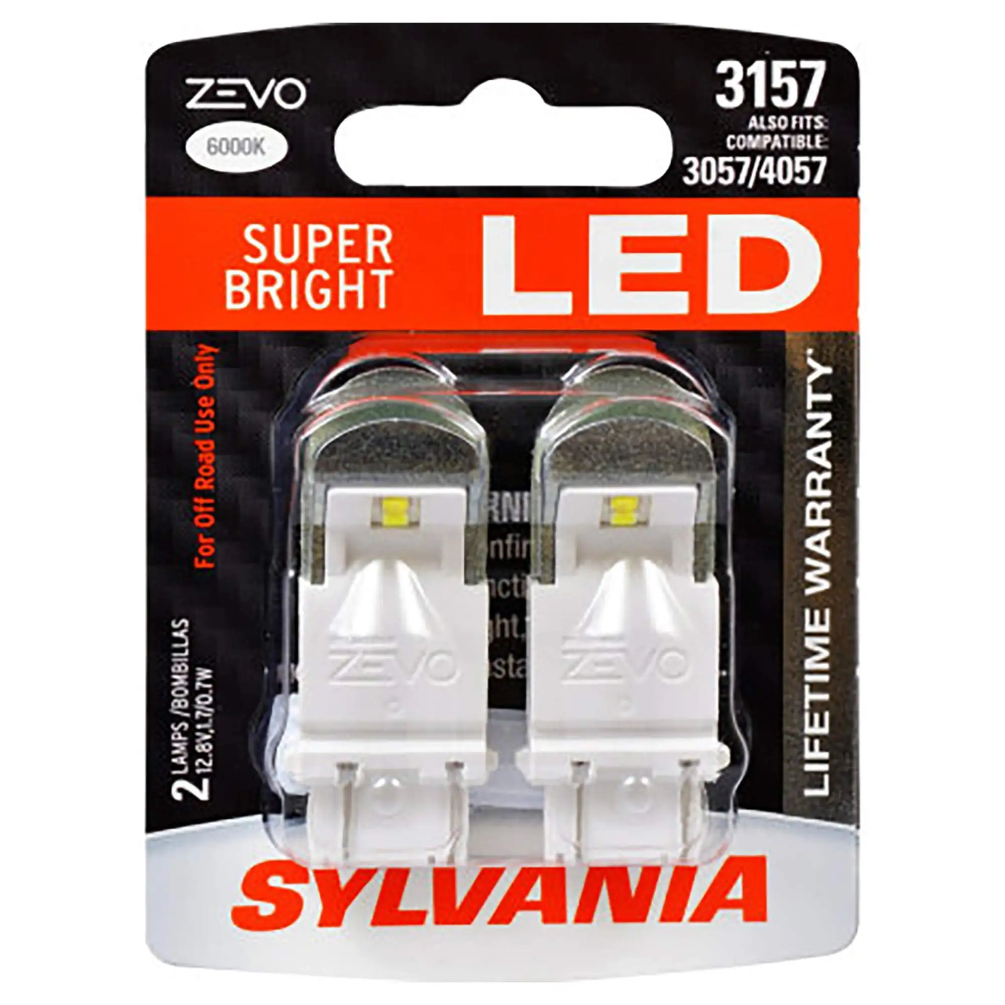 SYLVANIA - 3157 ZEVO SE33 LED White Bulb - Bright LED Bulb. Ideal for Daytime Running Lights (DRL) and Back-Up/Reverse Lights (Contains 2 Bulbs)