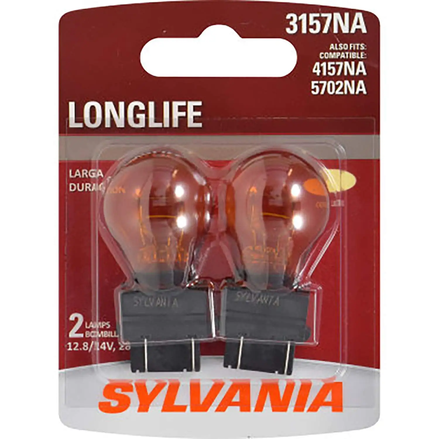 SYLVANIA 3157NA Long Life MMF7 Mini Bulb - Amber Automotive Light Bulb - Car Signal. Ideal for Parking. Side Marker & Turn Signal Applications - 2 Bulbs