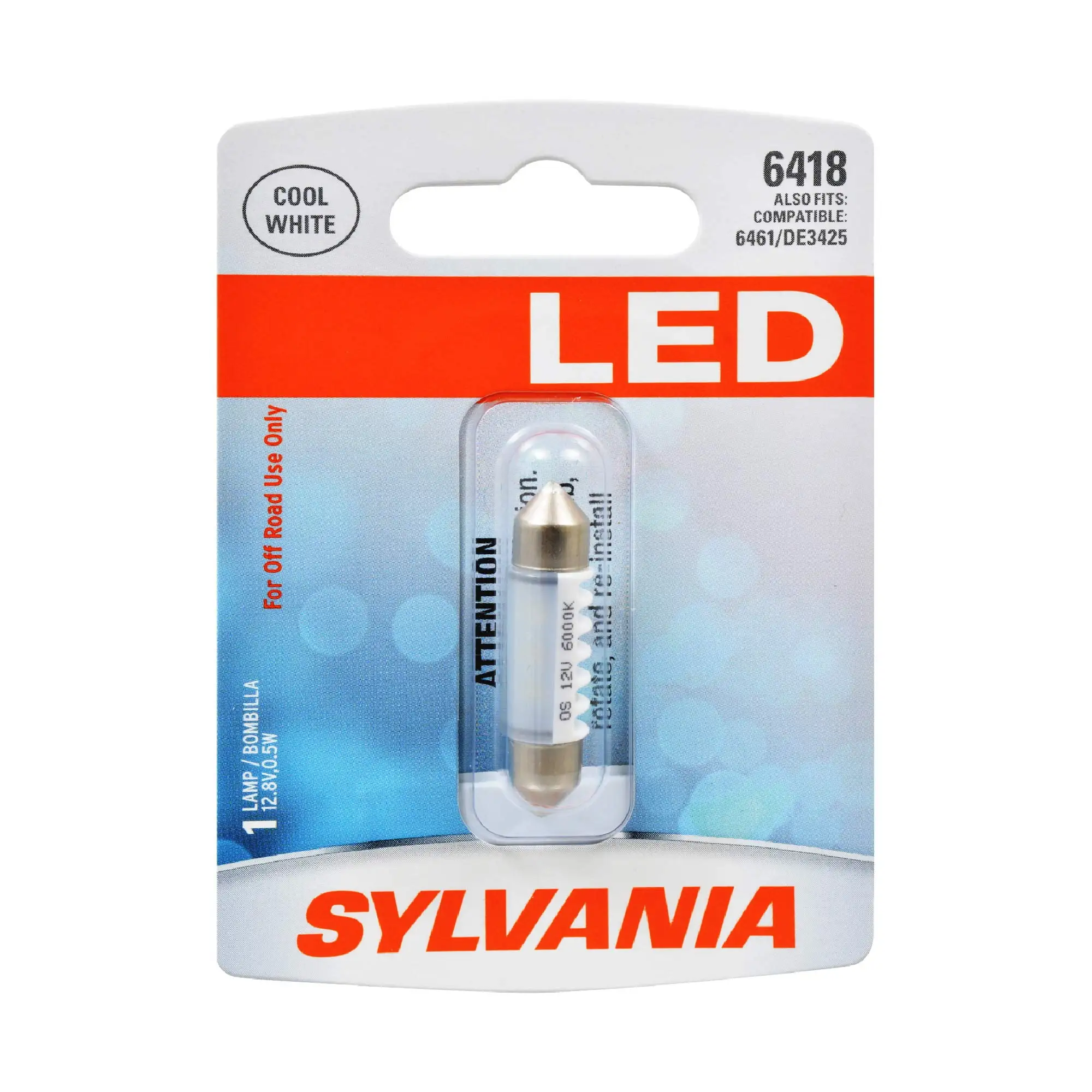 SYLVANIA - 6418 36mm MMF7 Festoon LED White Mini Bulb - Bright LED Bulb. Ideal for Interior Lighting - Dome. Trunk. Cargo and License Plate (Contains 1 Bulb)