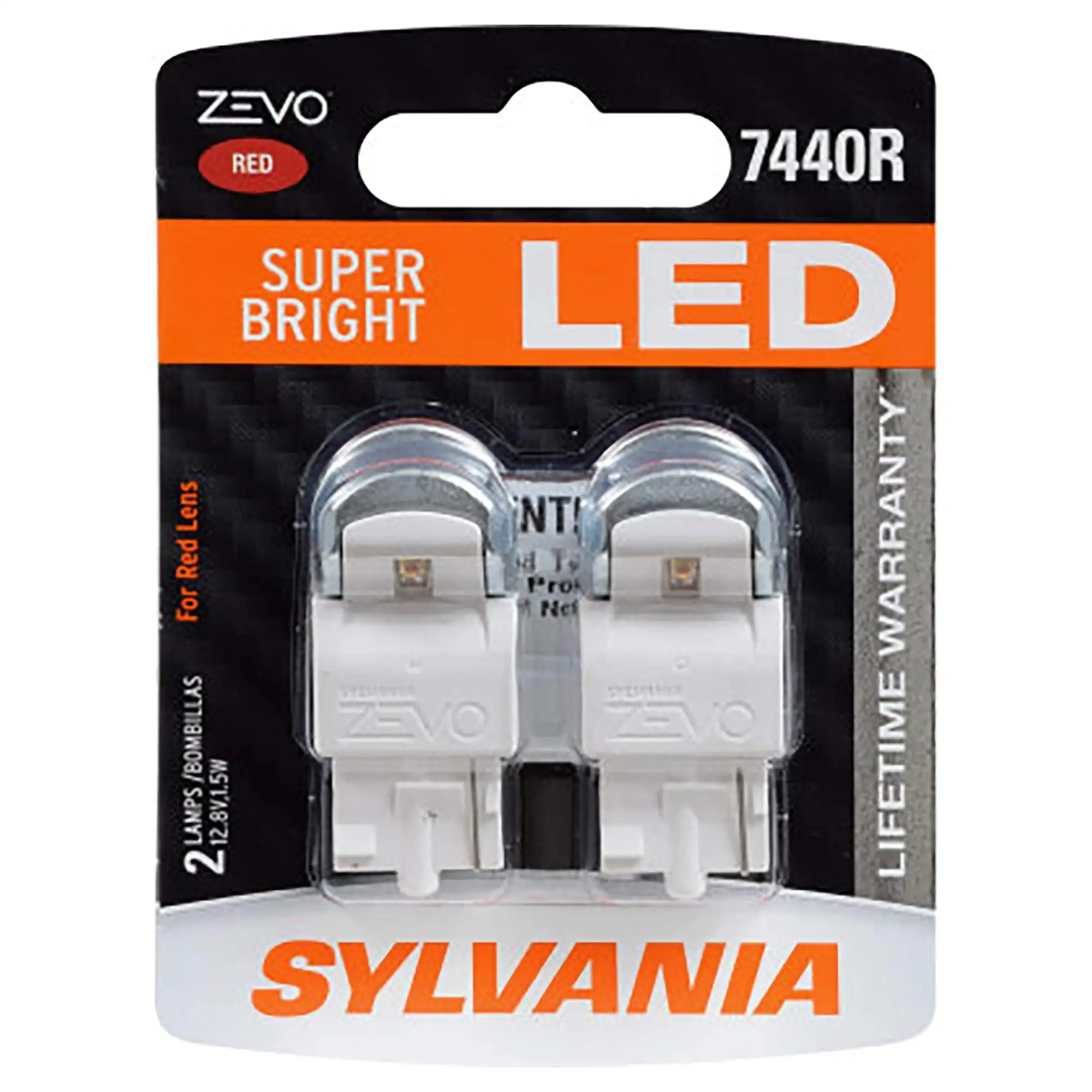 SYLVANIA - 7440 T20 SE33 ZEVO LED Red Bulb - Bright LED Bulb. Ideal for Stop and Tail Lights (Contains 2 Bulbs)