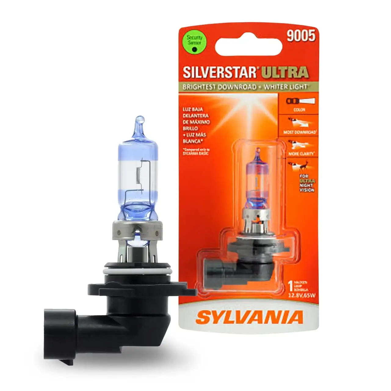 SYLVANIA - 9005 SilverStar MMF7 Ultra - High Performance Halogen Headlight High Beam. Low Beam and Fog Replacement Brightest Downroad with Whiter Light. Tri-Band Technology (Contains 1 Bulb)