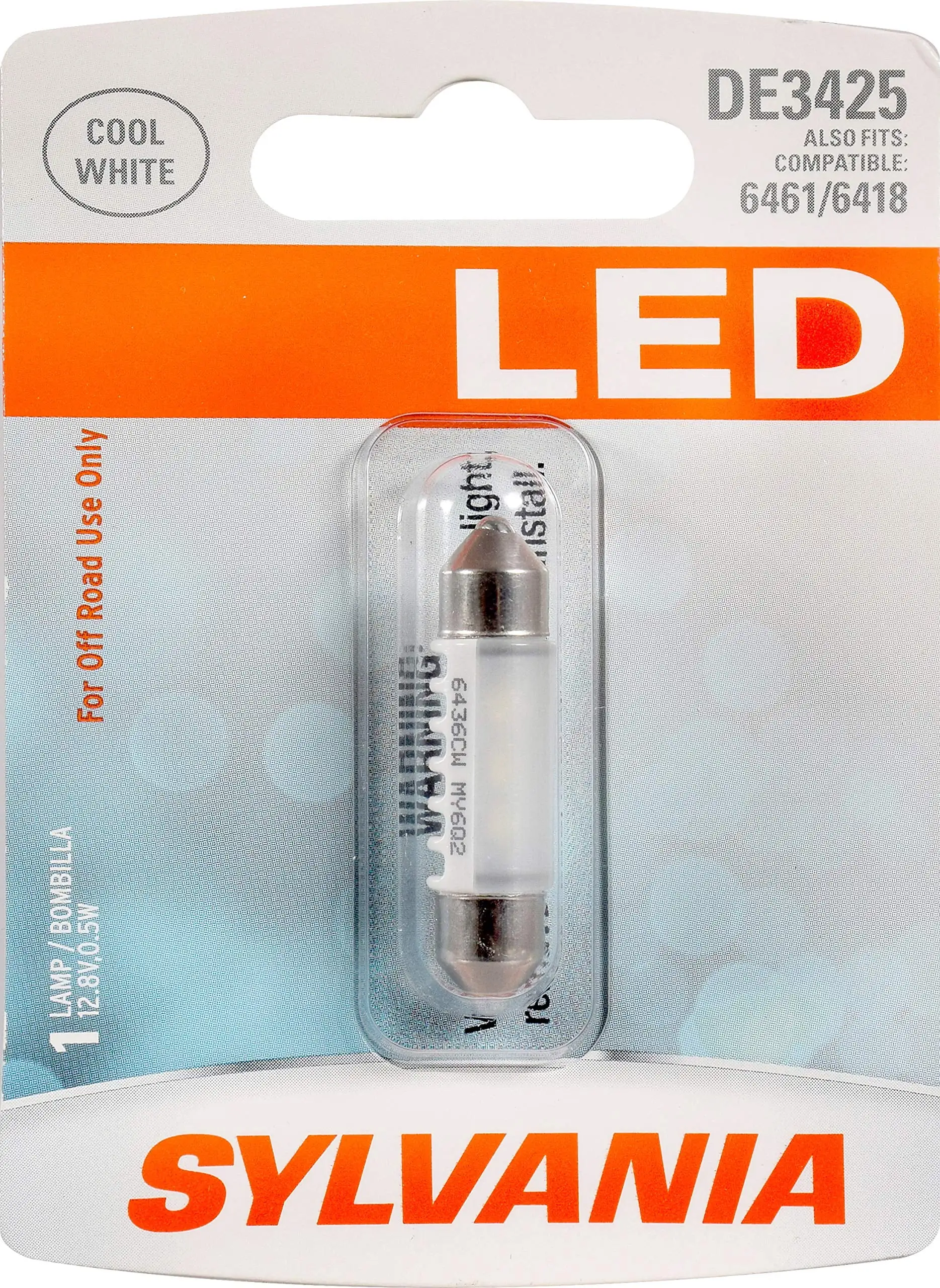 SYLVANIA - DE3425 36mm MMF7 Festoon LED White Mini Bulb - Bright LED Bulb. Ideal for Interior Lighting - Dome. Trunk. Cargo and License Plate (Contains 1 Bulb)