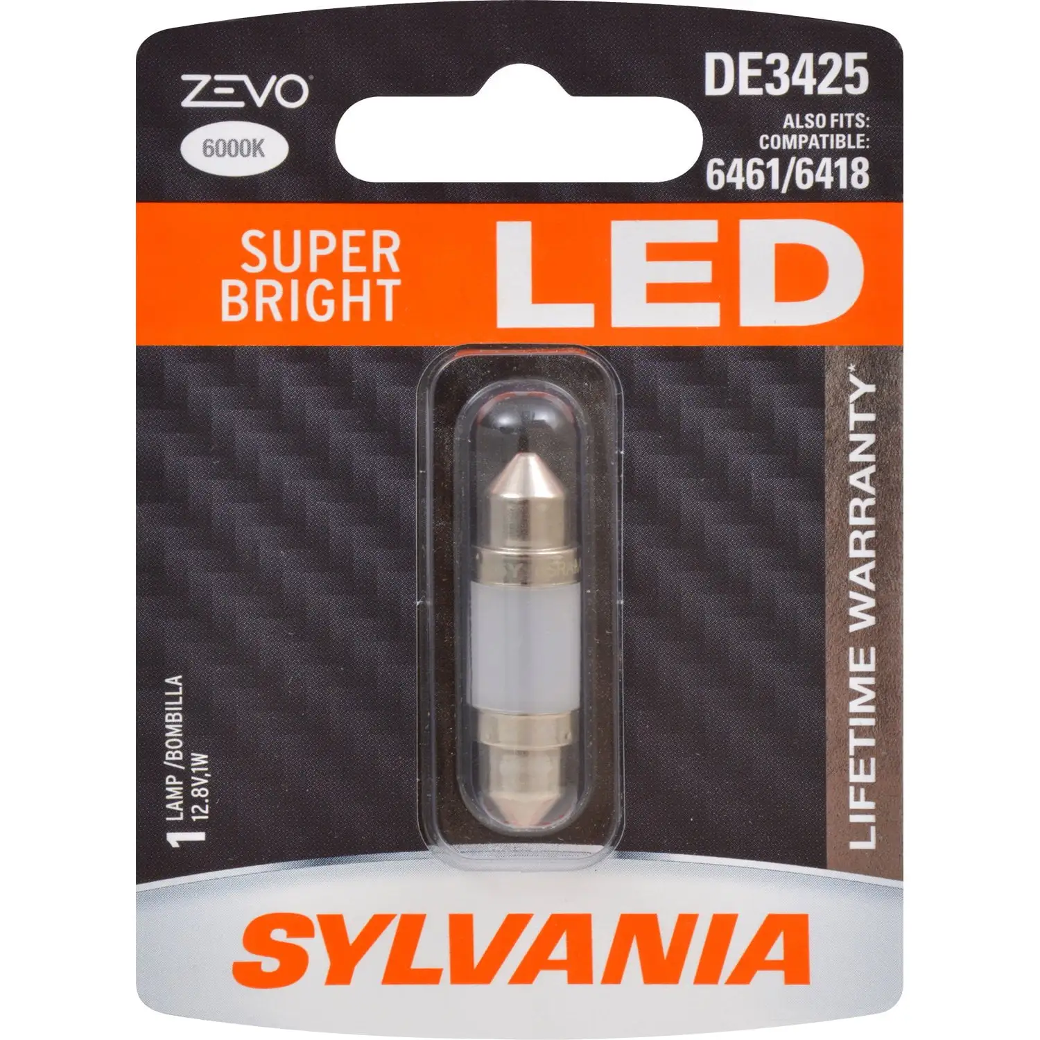 SYLVANIA - DE3425 36mm MMF7 ZEVO LED Festoon White Bulb - Bright LED Bulb. Ideal for Interior Lighting - Map. Dome. Trunk. Cargo and License Plate (Contains 1 Bulb)