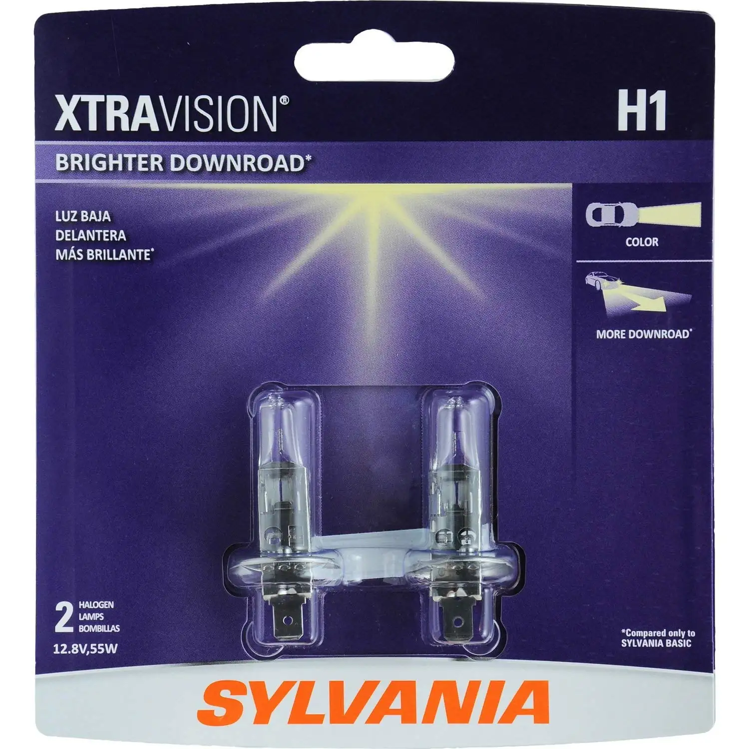 SYLVANIA H1 XtraVision Halogen Headlight Bulb. (Pack of 2)