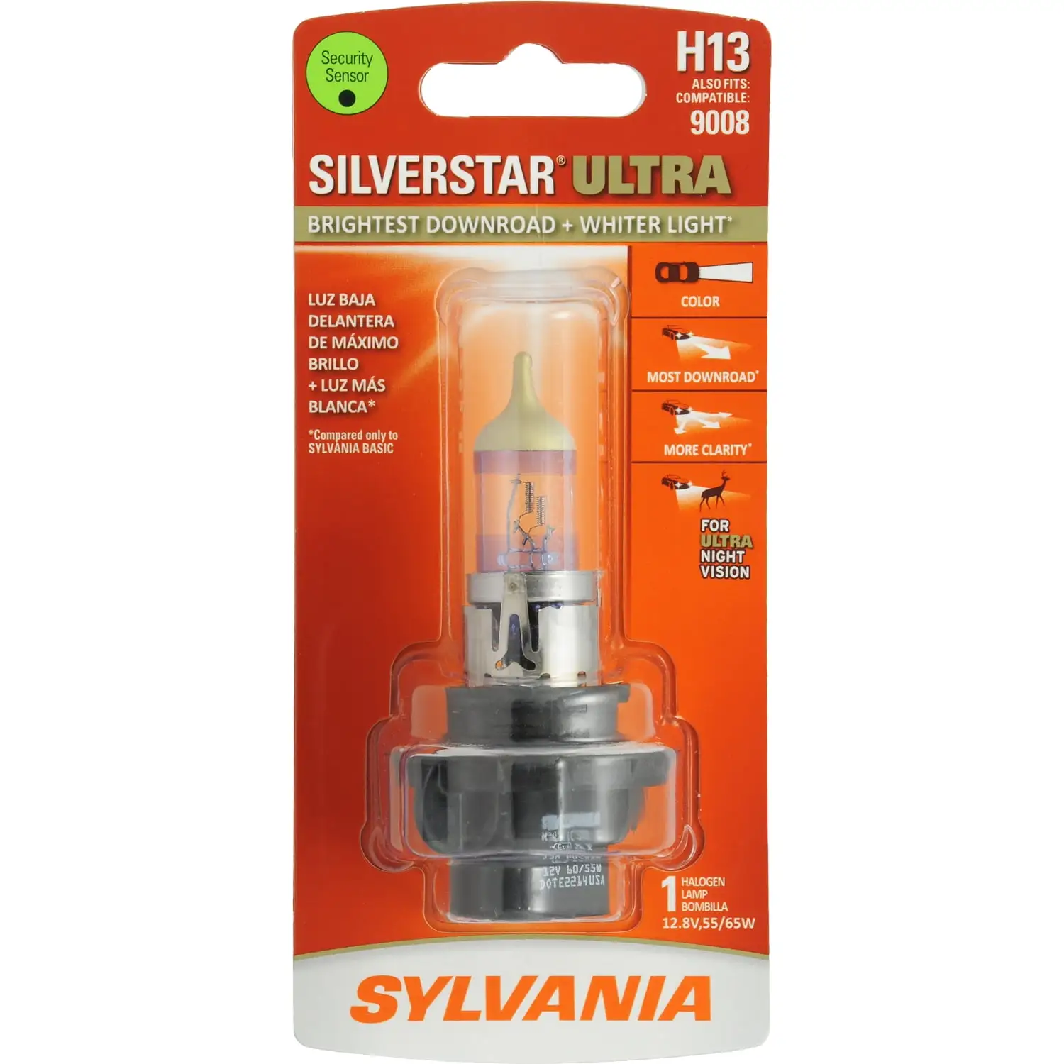 SYLVANIA H13 SilverStar ULTRA Halogen Headlight Bulb. 1 Pack