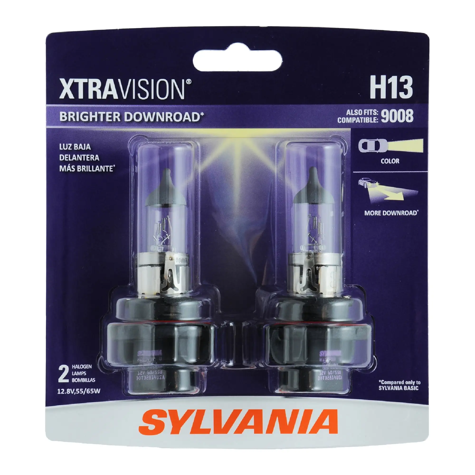 SYLVANIA H13 XtraVision Halogen Headlight Bulb. 2 Pack