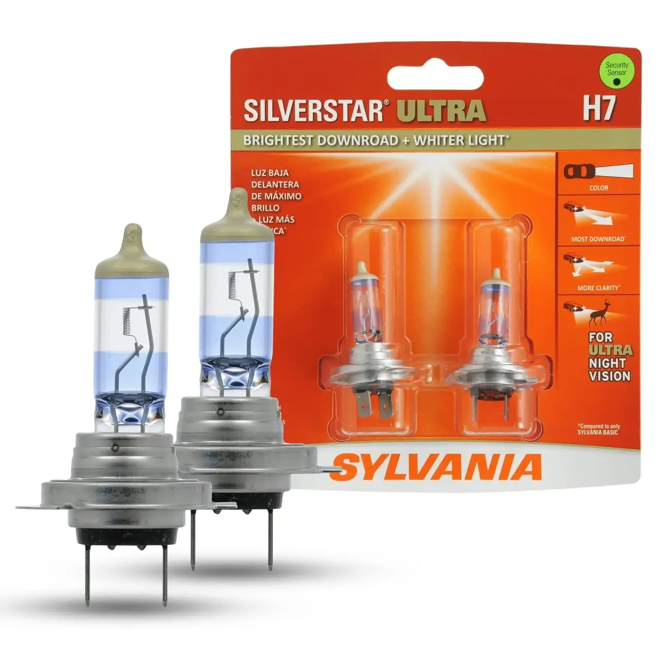 SYLVANIA - H7 SilverStar MMF7 Ultra - High Performance Halogen Headlight High Beam. Low Beam and Fog Replacement Brightest Downroad with Whiter Light. Tri-Band Technology (Contains 2 Bulbs)