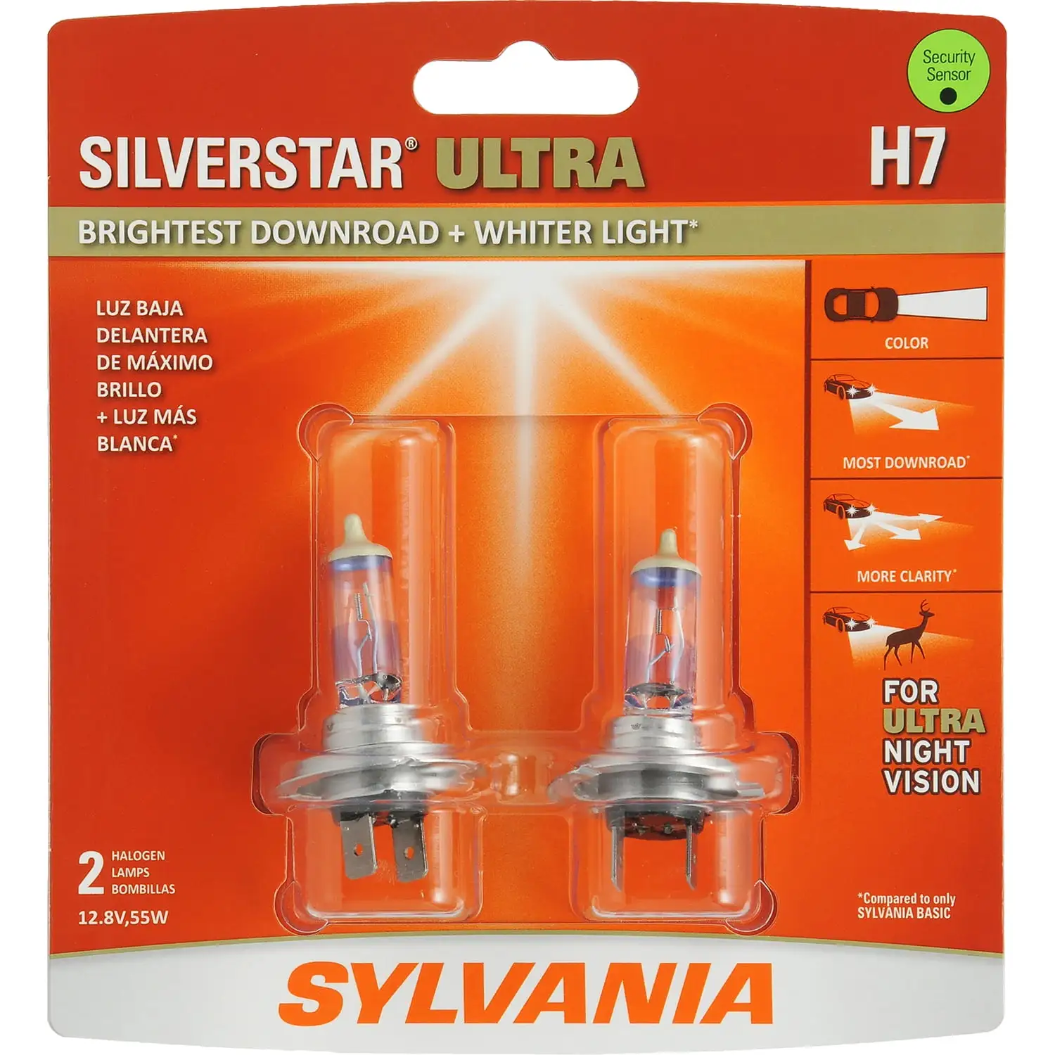 SYLVANIA H7 SilverStar ULTRA Halogen Headlight Bulb. 2 Pack