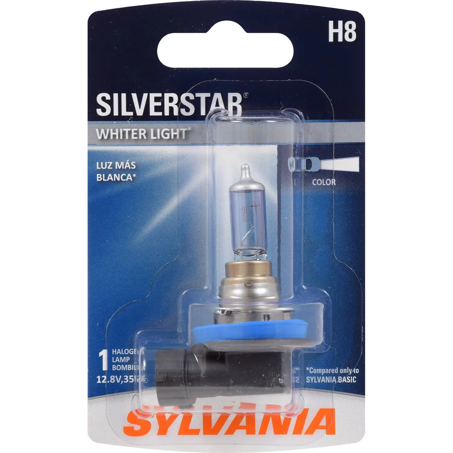 SYLVANIA - H8 SilverStar SE33 Fog Light Bulb - High Performance Halogen Headlight Bulb. Brighter Downroad with Whiter Light (Contains 1 Bulb)