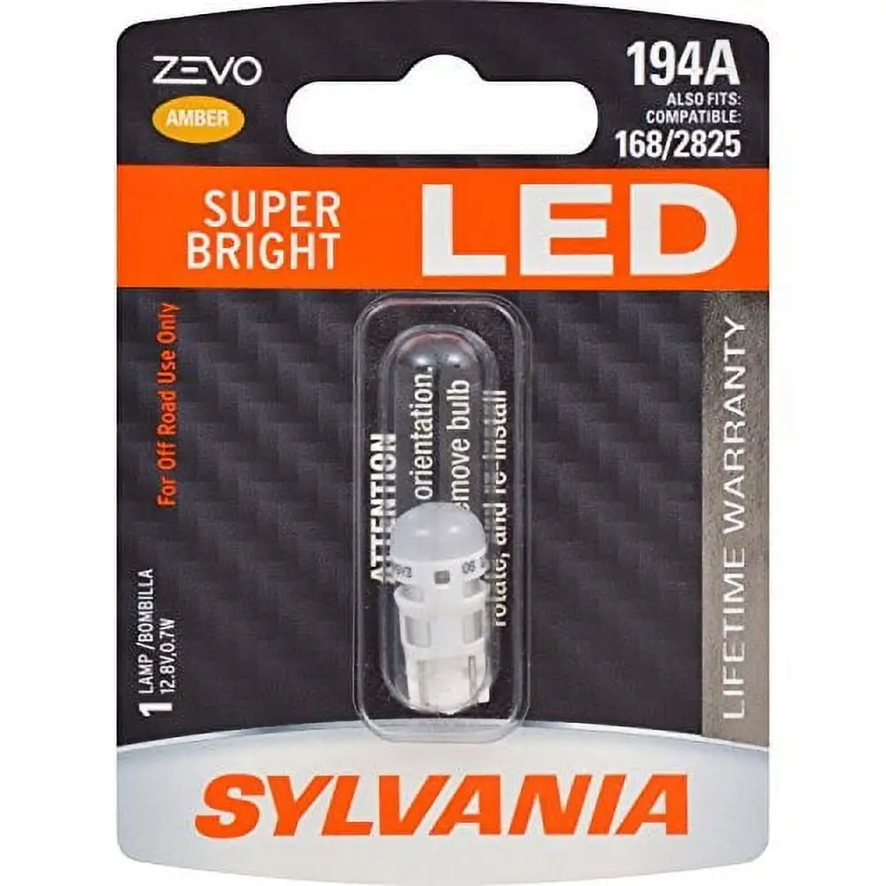 SYLVANIA ZEVO 194 T10 W5W Amber LED Bulb