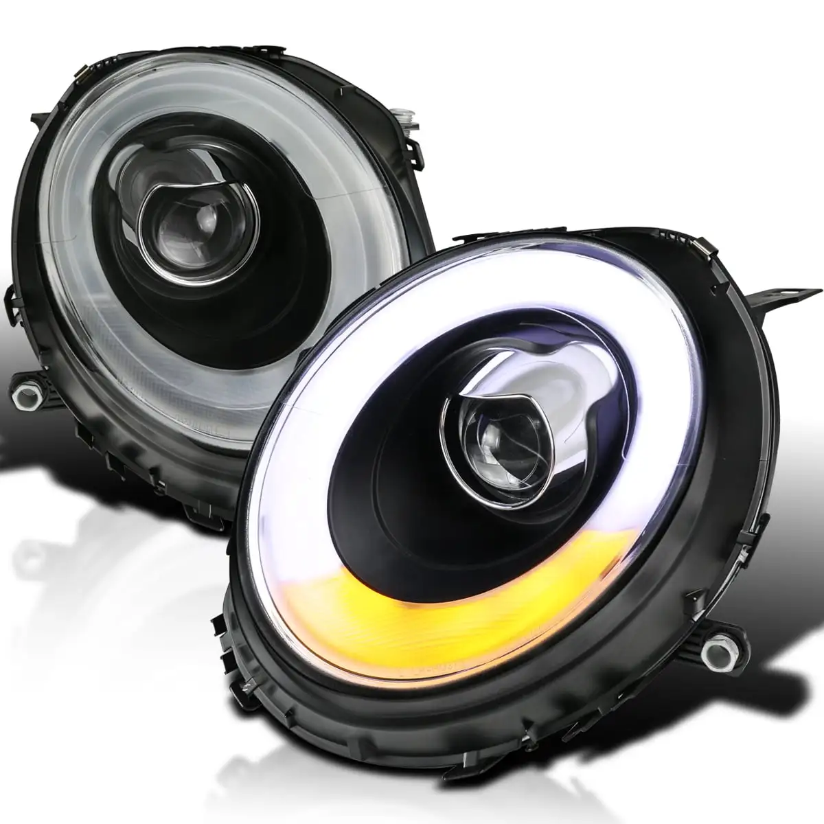 Spec D Tuning 2007-2012 Mini Cooper Black Projector Headlights with Light Bar - Black - 10in. H x 21in. W x 27in. L - 11 lbs