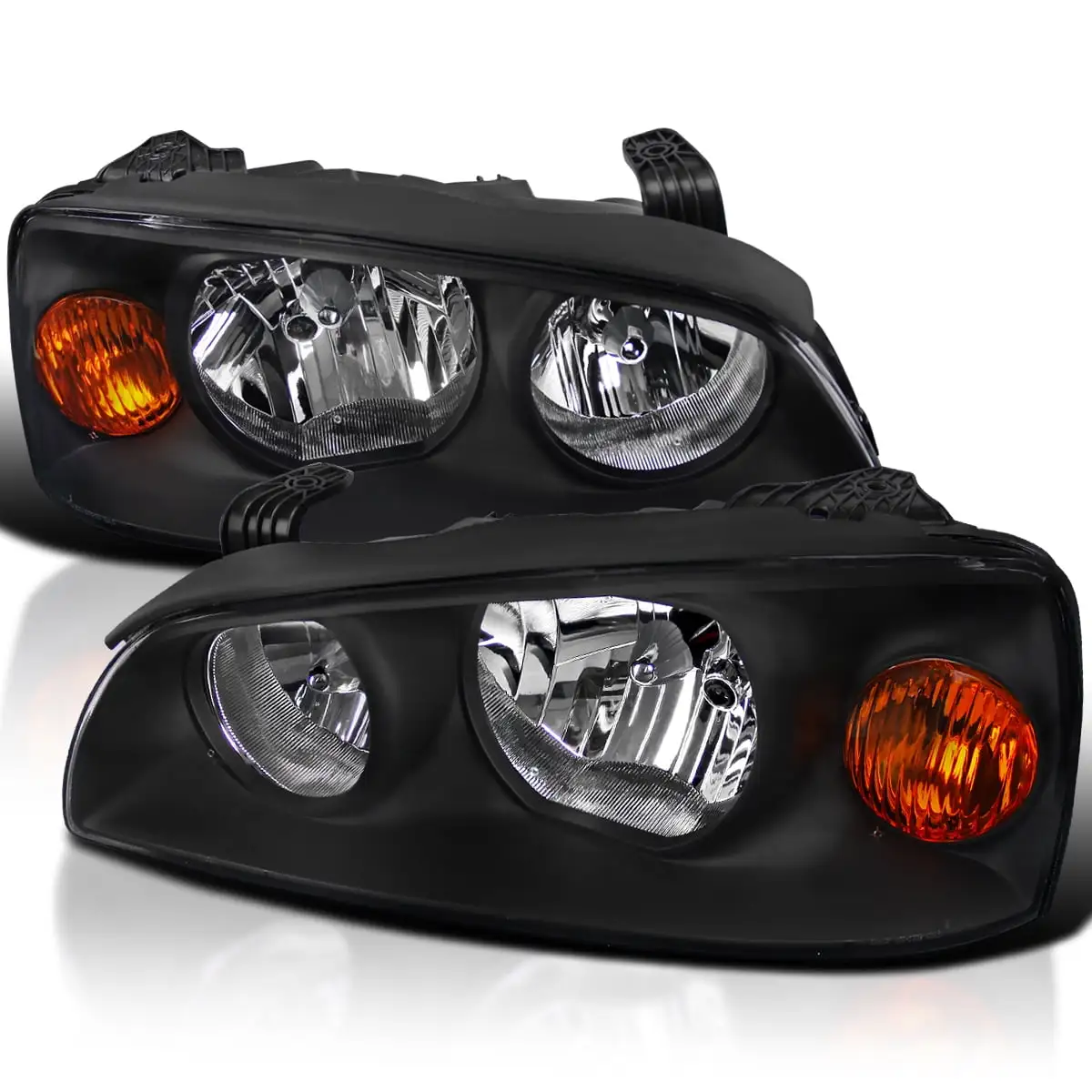 Spec-D Tuning Black Headlights Amber Reflector Compatible with 2004-2006 Hyundai Elantra L+R Pair Head Light Lamp Assembly