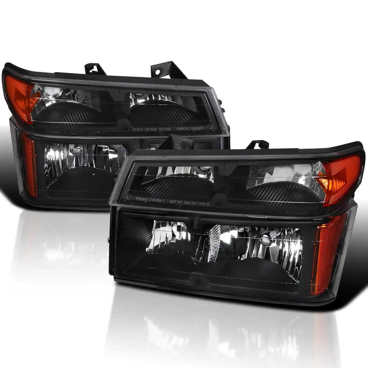 Spec-D Tuning Black Housing Clear Lens Headlights +Bumper Lights Compatible with 2004-2012 Chevy Colorado. GMC Canyon. L+R Pair Head Light Lamp Assembly