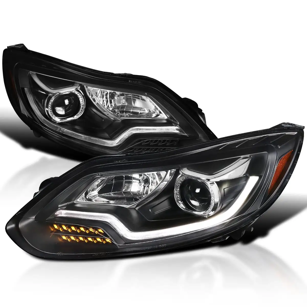 Spec D Tuning Black Projector Headlights with LED DRL for 2012-2014 Ford Focus