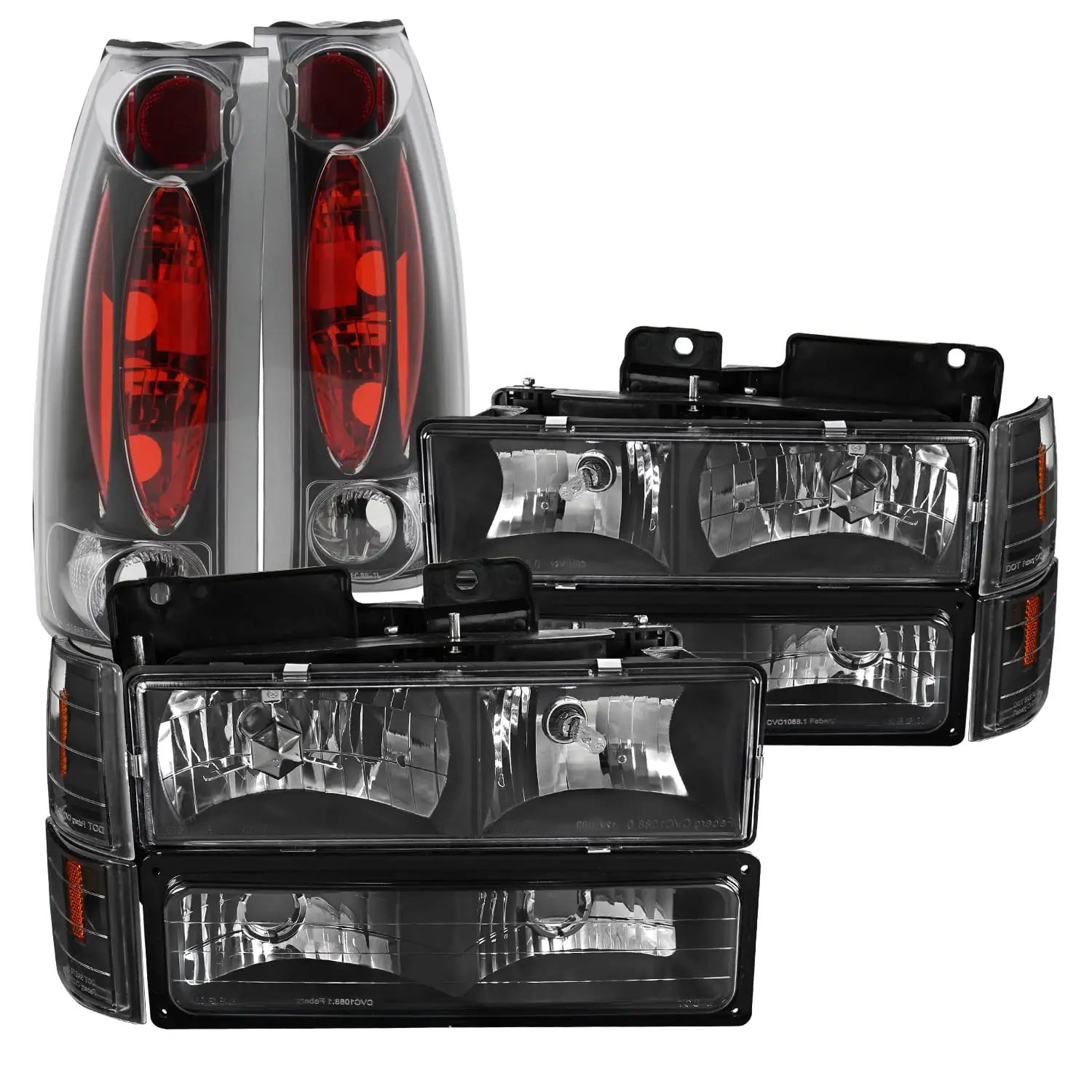 Spec-D Tuning Jet Black Tail Lights w/Red LED Light Bar Compatible with 2009-2018 Dodge Ram 1500 2500 3500 . Left + Right Pair Assembly