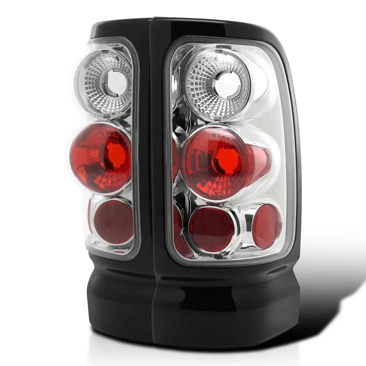 AKKON - For 2009-2018 Ram 1500/2500/3500 DS DJ D2 Red Clear Tail Lights Brake Lamps Driver Left + Passenger Right Side Pair