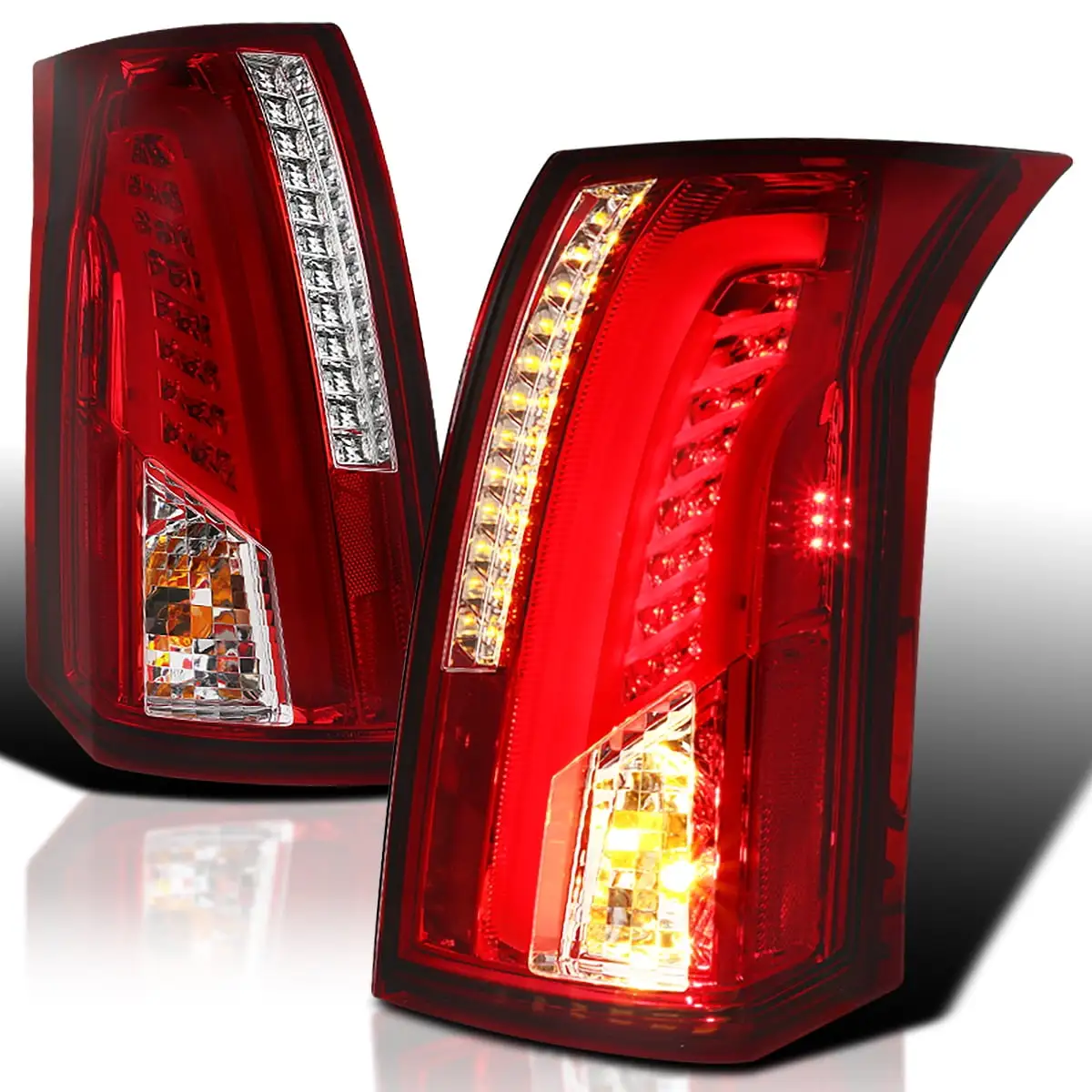 AKKON - For Toyota Tundra Pickup Truck Red Clear Tail Lights Rear Brake Lamp Replacement Left + Right Pair