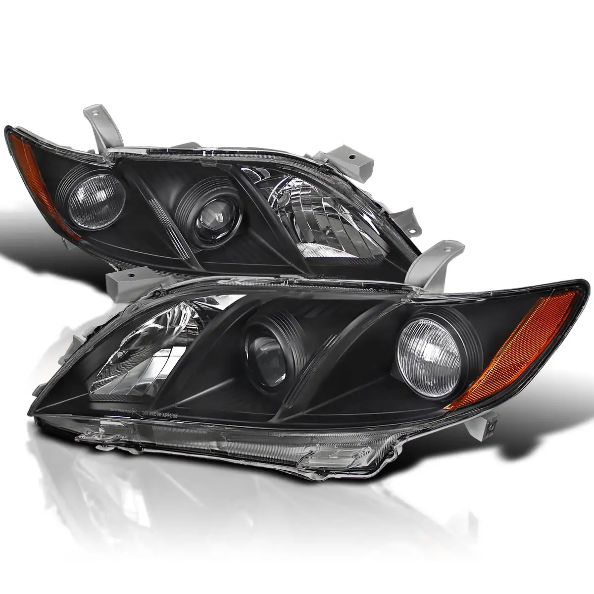 Spec-D Tuning Compatible with 2007-2009 Toyota Camry Black Projector Headlights W/ Amber Reflector 2008 (Left + Right)