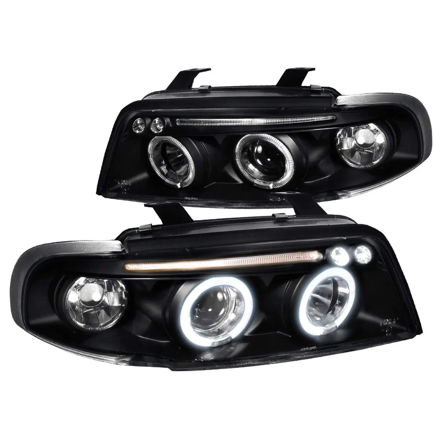 Spec-D Tuning Dual Halo Led Projector Headlights for 1996-1999 Audi A4 Head Light Assembly Left + Right Pair