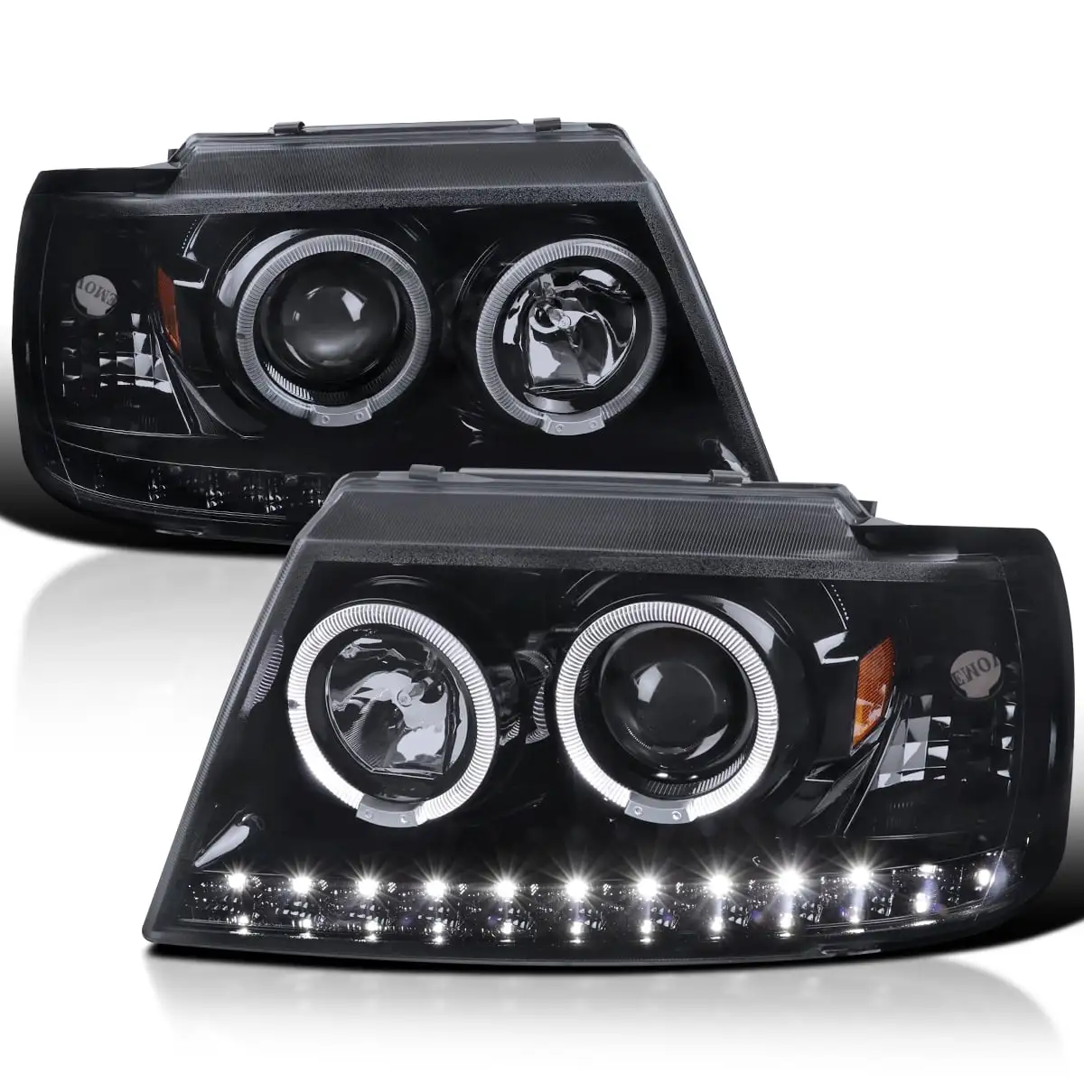 Spec-D Tuning Full Glossy Black Housing with Light Smoke Projector Headlights for 2002-2005 Ford Explorer