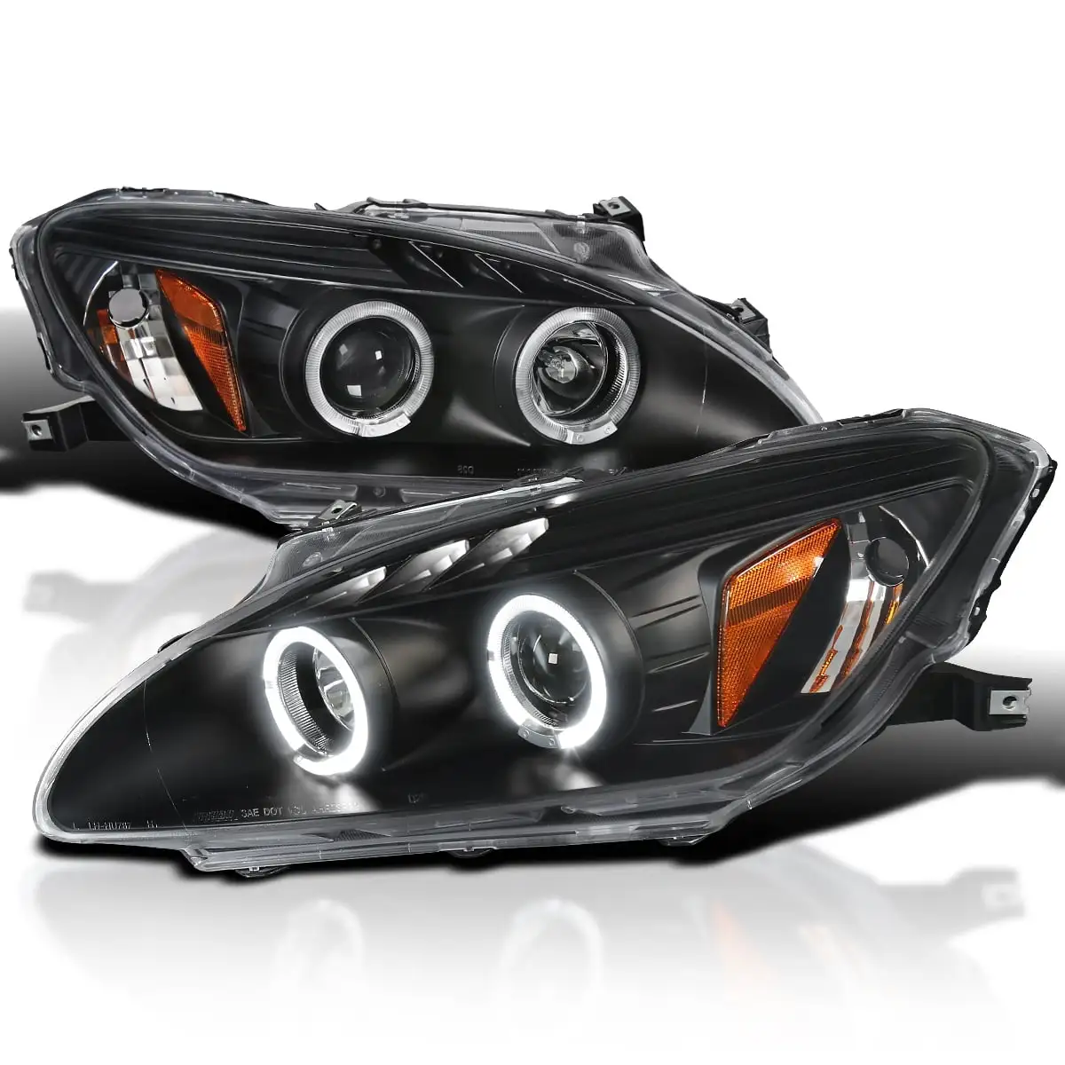 Spec-D Tuning Halo + LED Projector Headlights Black Compatible with 2000-2003 Honda S2000 AP1 Left + Right Pair Headlamps Assembly