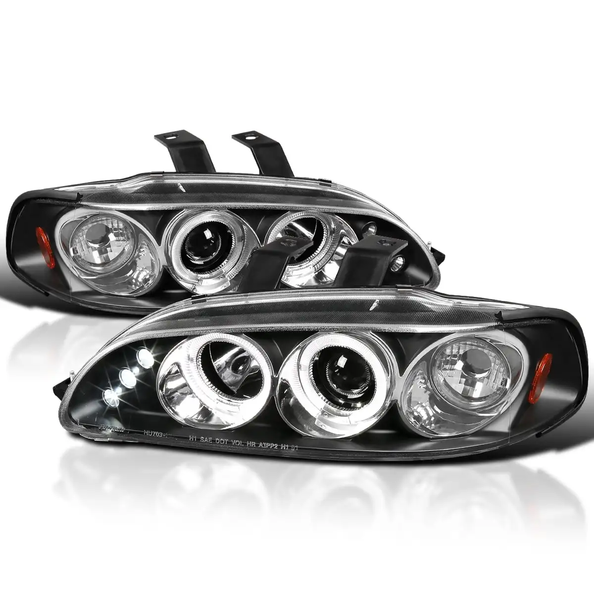 Spec-D Tuning Halo LED Projector Headlights for 92 to 95 Honda Civic- Black - 10 x 20 x 25 in.