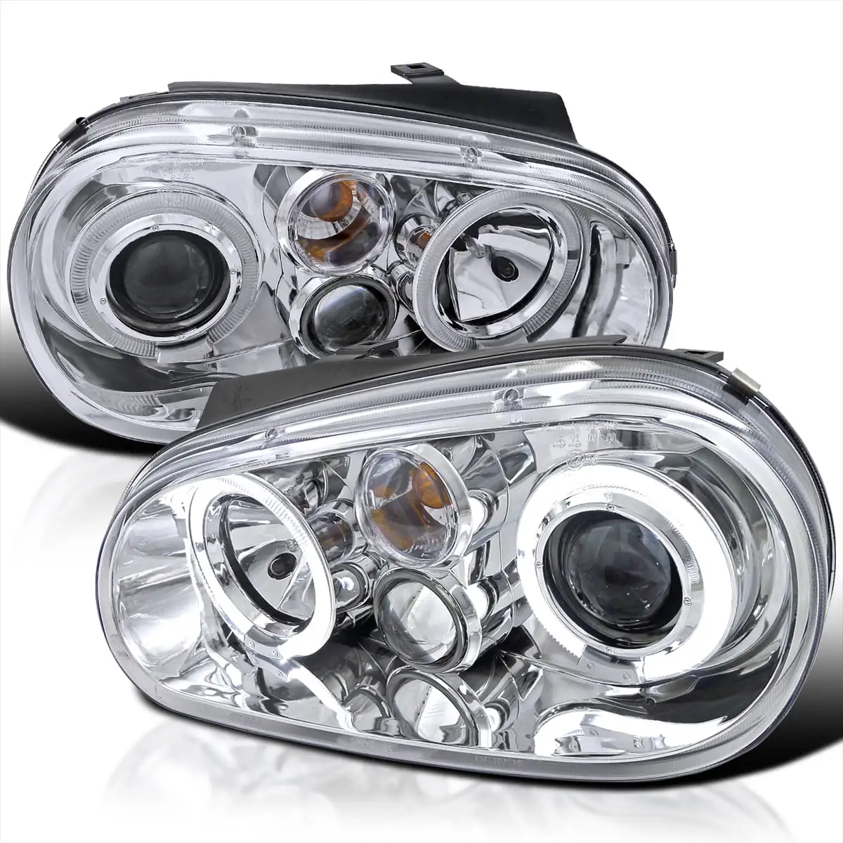 Spec-D Tuning Halo LED Projector Headlights for 99 to 05 Volkswagen Golf- Chrome - 10 x 19 x 22 in.