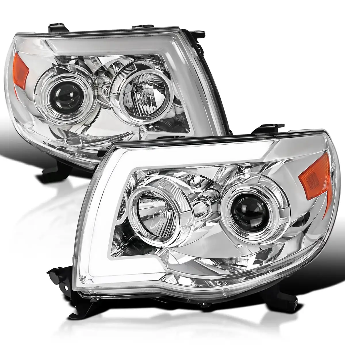 Spec-D Tuning LED Tube Projector Headlights with Switchback LED Sequential Signal Compatible with 2005-2011 Toyota Tacoma Left + Right Pair Headlamps Assembly