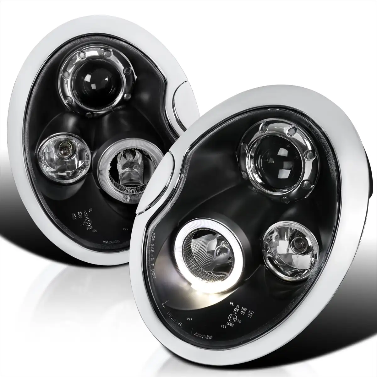 Spec-D Tuning Projector Headlights Black Compatible with 2002-2006 R50 MINI Cooper/Cooper S?Hardtop/Hatchback. 2005-2008 R52 MINI Cooper/Cooper S Convertible? Left + Right Pair Headlamps Assembly