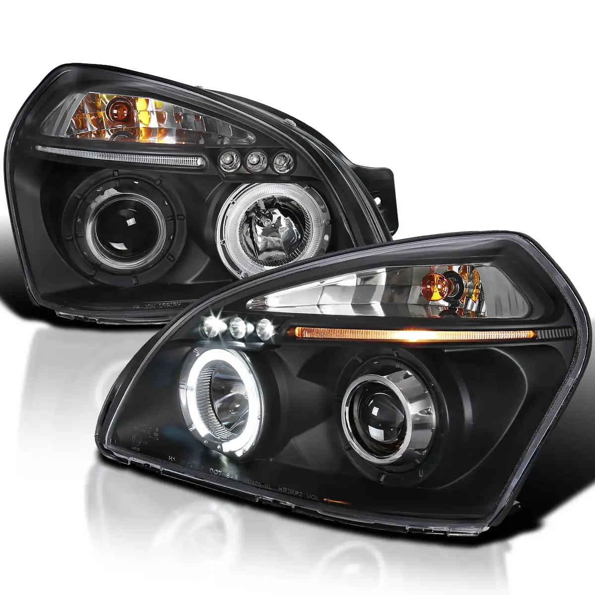 Spec-D Tuning Projector Headlights Black Compatible with 2005-2009 Hyundai Tucson All Modles Left + Right Pair Headlamps Assembly