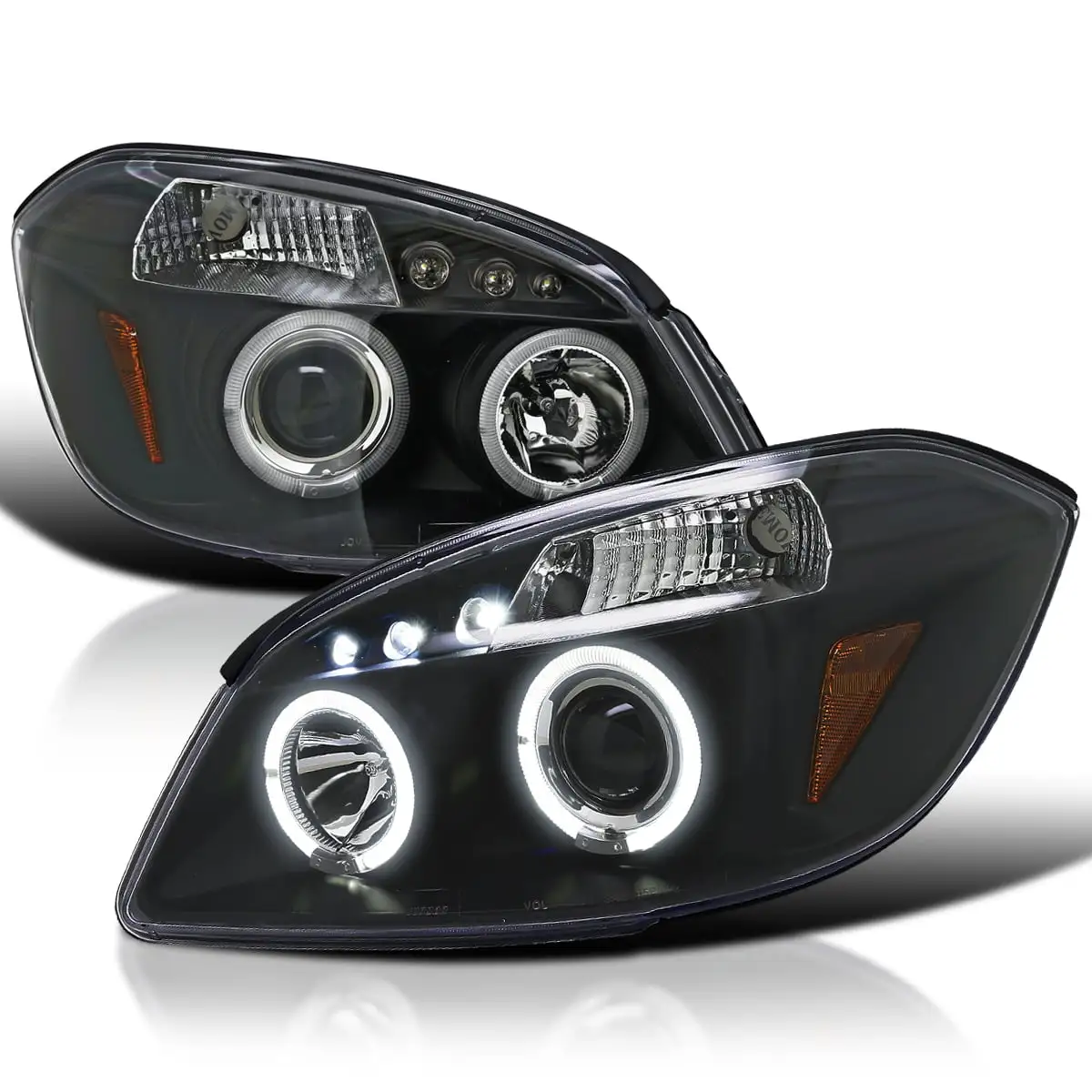 Spec-D Tuning Projector LED Headlights Black Compatible with 2005-2010 Chevy Cobalt. 2007-2009 Pontiac G5. 2005-2006 Pontiac Pursuit Left + Right Pair Headlamps Assembly