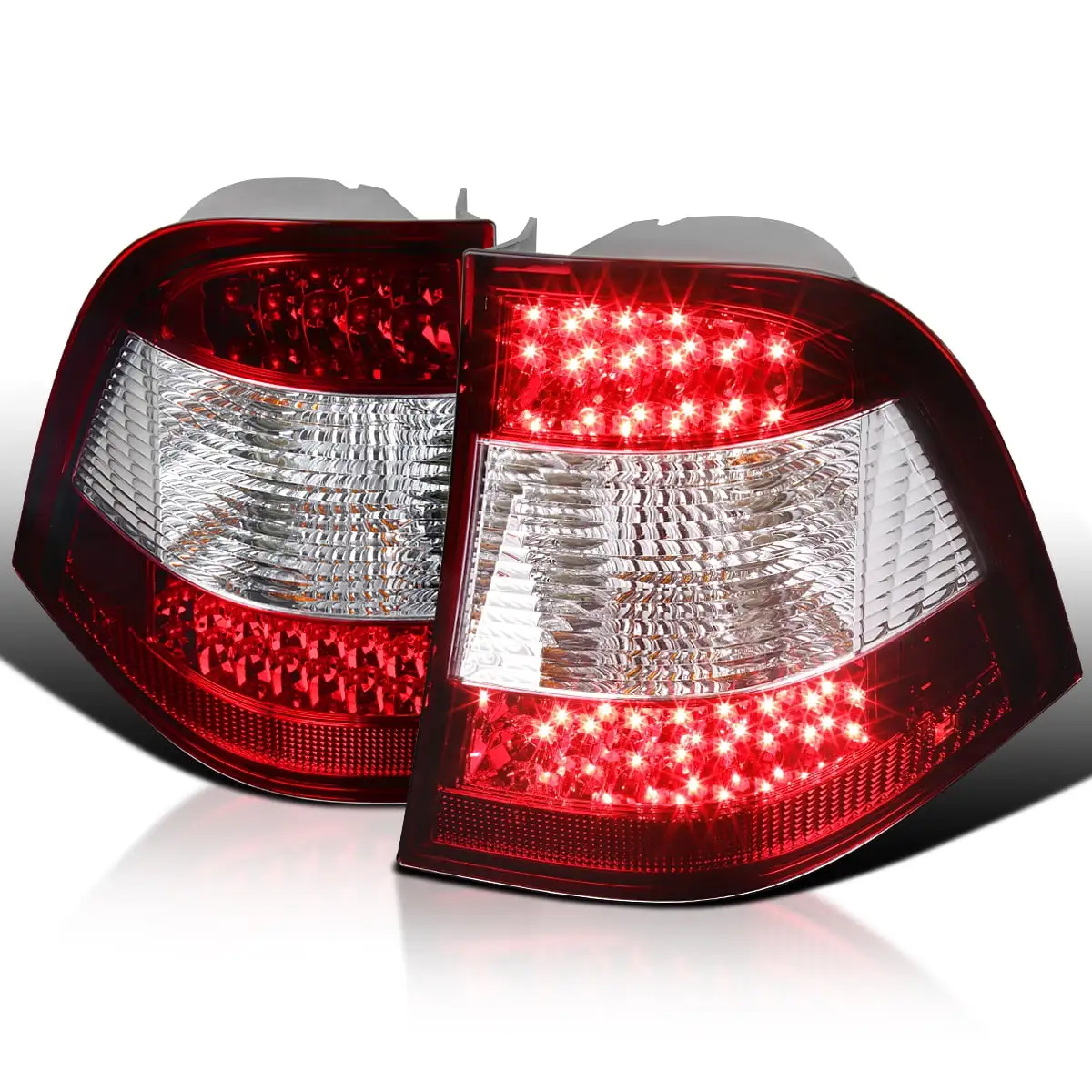 Spec-D Tuning Red Lens LED Tail Lights Compatible with 1998-2005 Mercedes-Benz W163 M-Class Left + Right Pair Assembly