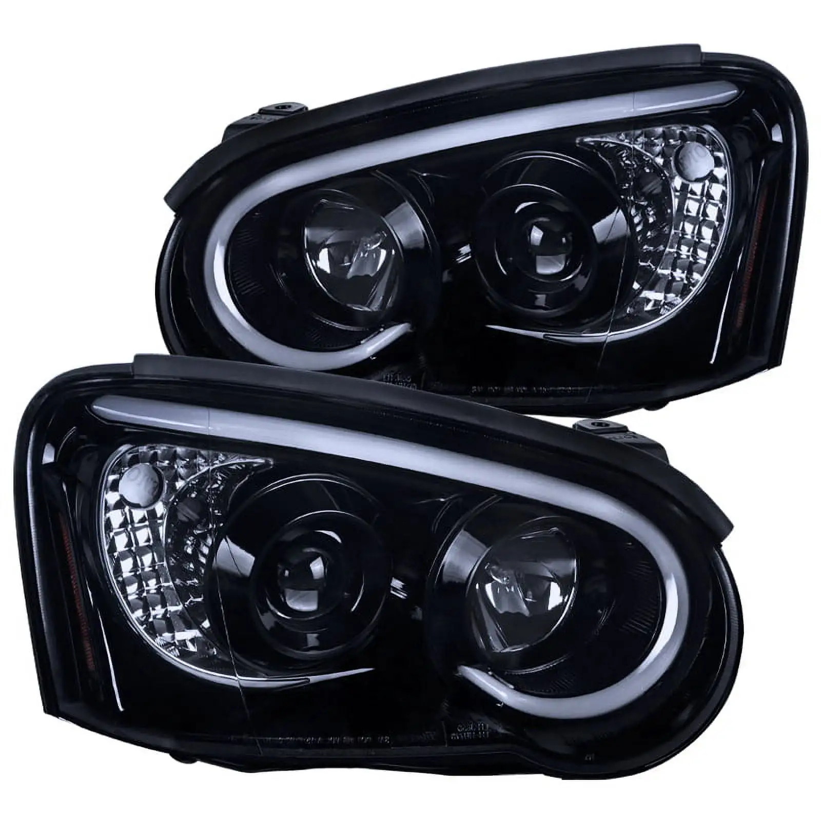 Spec-D Tuning Smoke LED DRL Strip Projector Headlights for 2004-2005 Impreza WRX Head Light Assembly Left + Right Pair