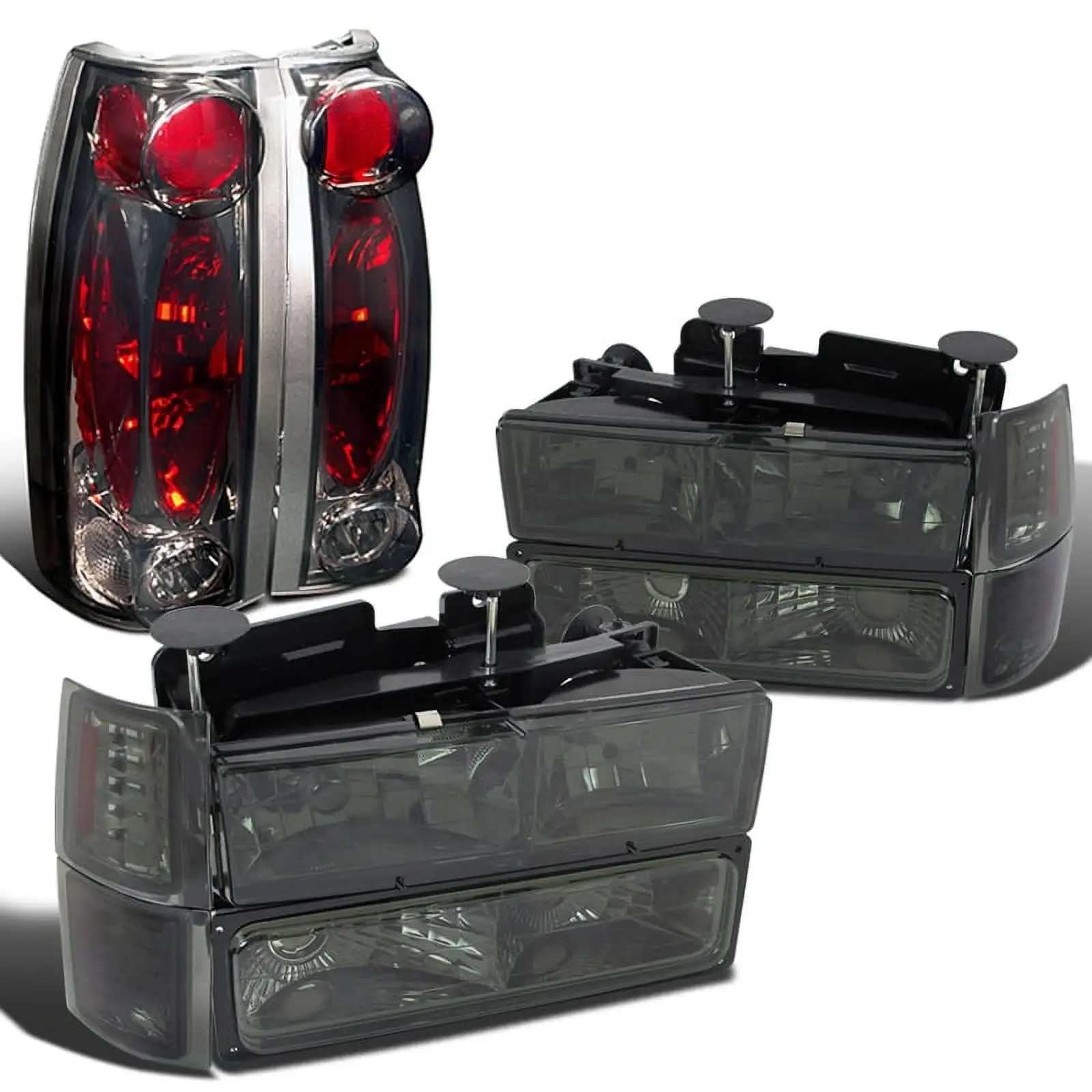 Spec-D Tuning for Chevy C/K C10 Silverado Smoke Headlights Bumper Corner Signal Lamps+Tail Lights