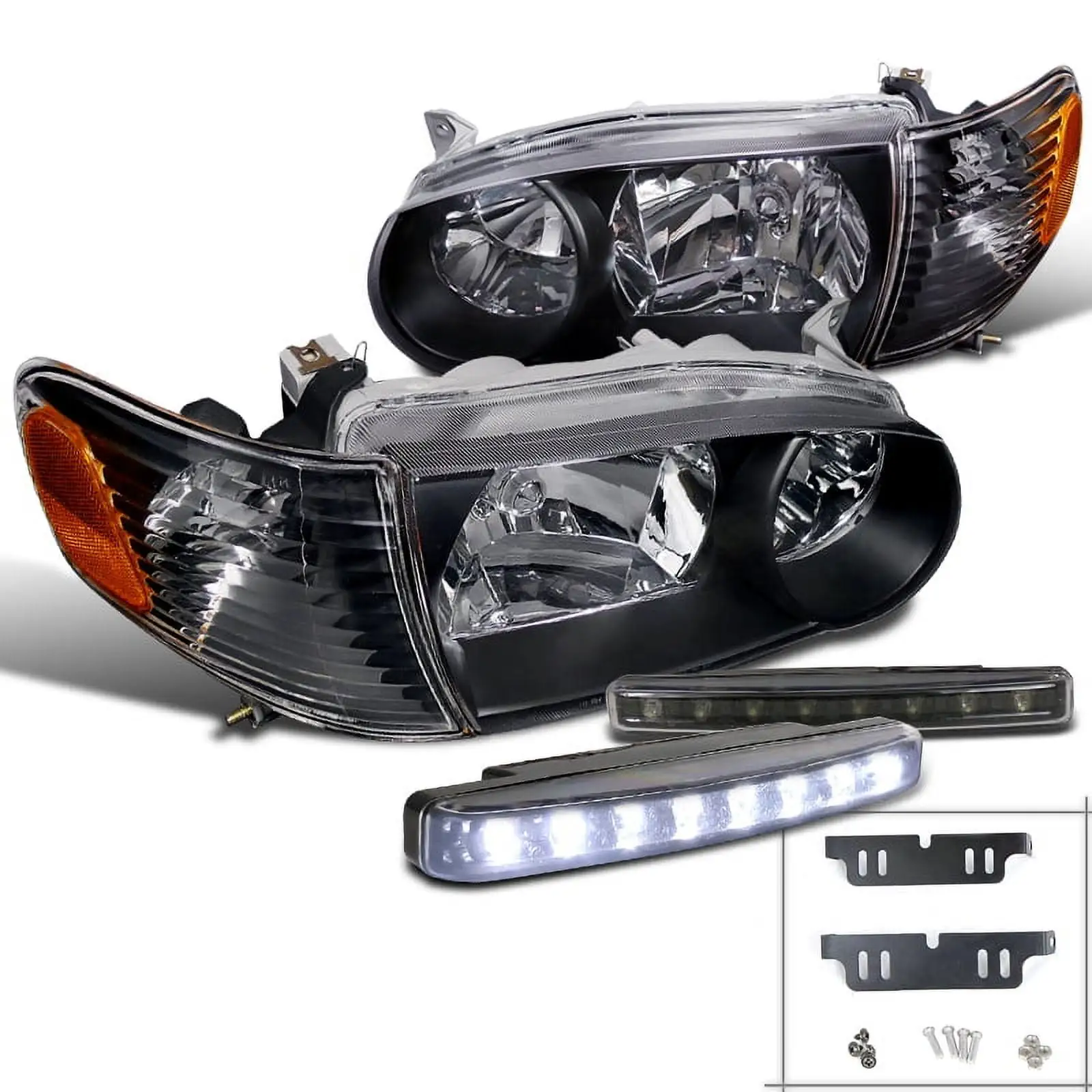 Spec-D Tuning for Corolla Crystal Black Headlights+Corner Lamps+8-LED Fog Lamps