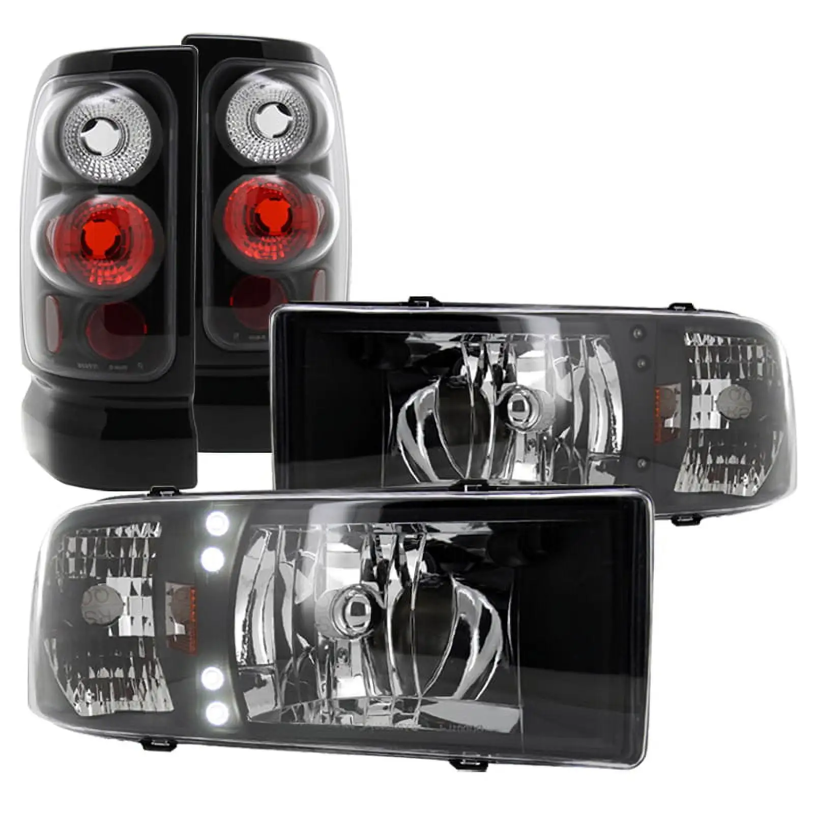 Spec-D Tuning for Dodge Ram 1500/2500/3500 Black LED Head Lights. Altezza Tail Lamps