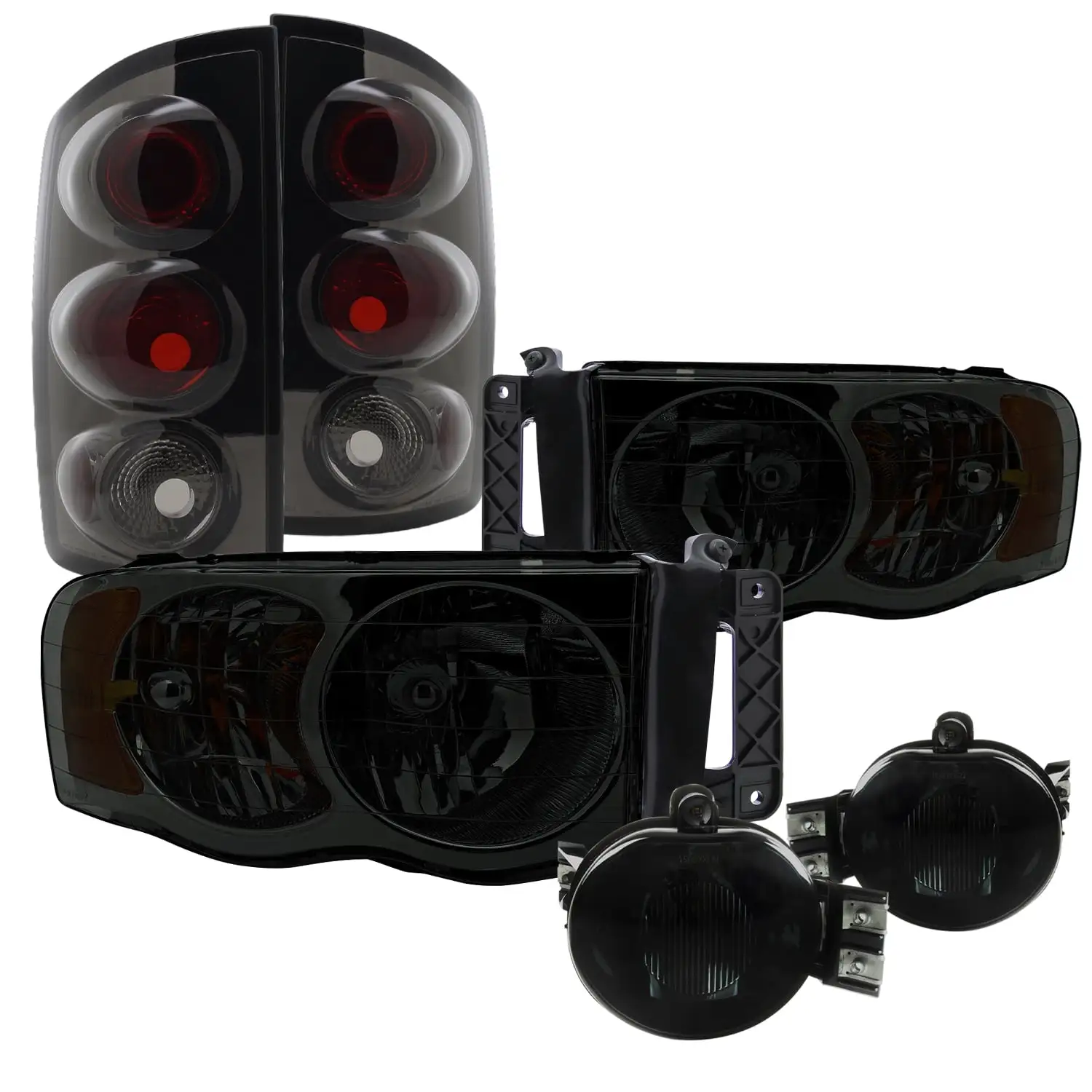 Spec-D Tuning for Dodge Ram 1500/2500/3500 Smoke Crystal Headlights+Bumper Fog Lamps+Tail Lights