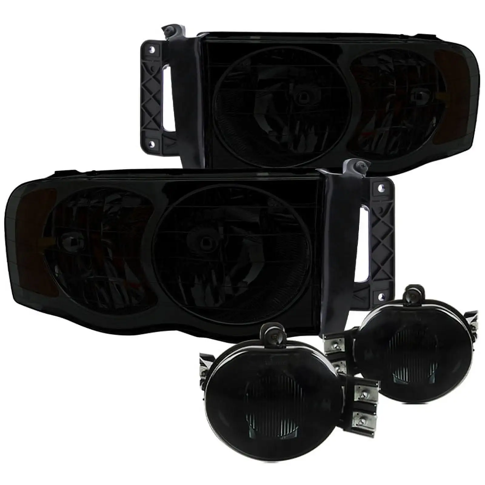 Spec-D Tuning for Dodge Ram 1500 2500 3500 Smoked Lens Headlights. Fog Lights