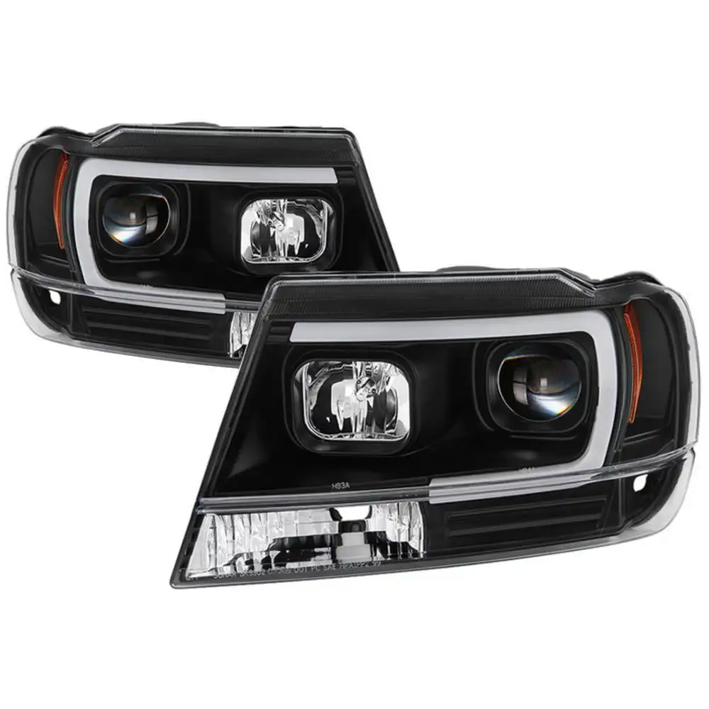 Spyder Auto Group Version 2 Light Bar Projector Headlights (Black) - 5085221 Fits select: 1999-2004 JEEP GRAND CHEROKEE