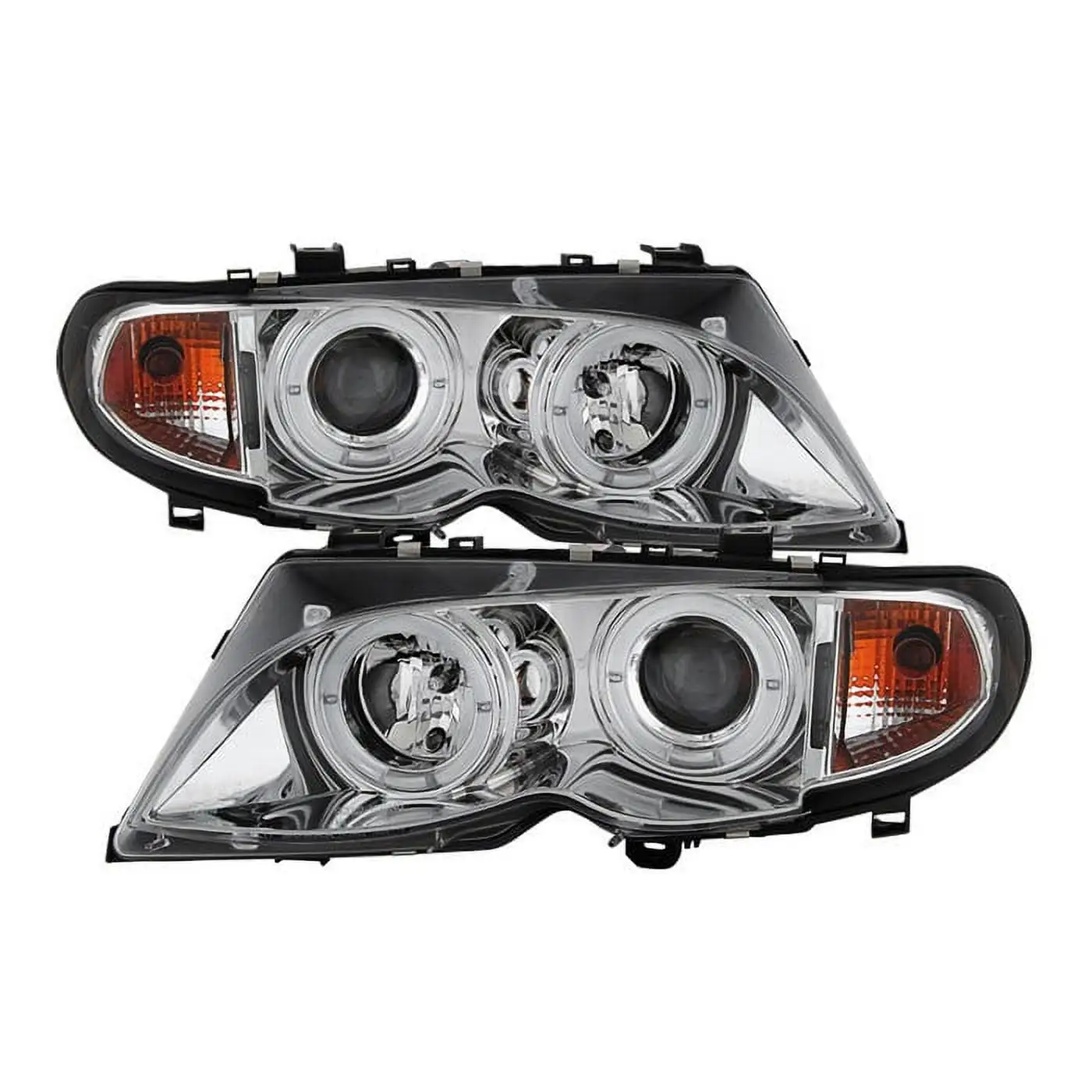 Spyder BMW E46 3-Series 02-05 4DR Projector Headlights 1PC - LED Halo - Chrome - High H1 (Included) - Low H7 (Included)