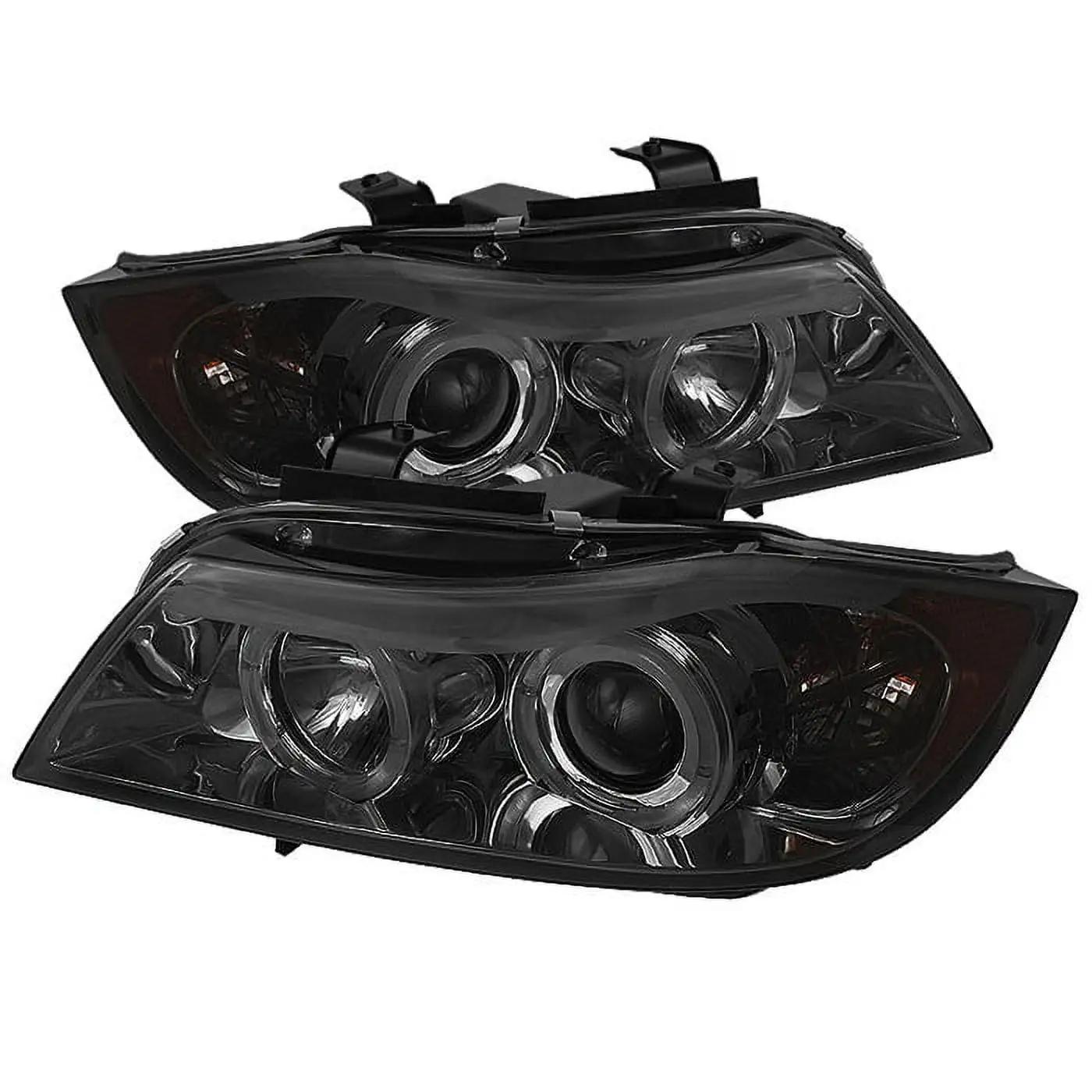 Spyder BMW E90 3-Series 06-08 4DR Projector Headlights - LED Halo - Amber Reflector - Replaceable Eyebrow Bulb - Smoke- High H1 (Included) - Low H7 ( Fits select: 2007-2008 BMW 328. 2006 BMW 325