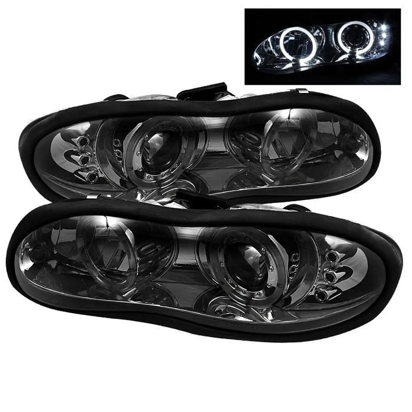 Spyder Chevy Camaro 98-02 Projector Headlights - LED Halo - LED ( Replaceable LEDs ) - Smoke - High 9005 (Not Included) - Low H1 (Included)